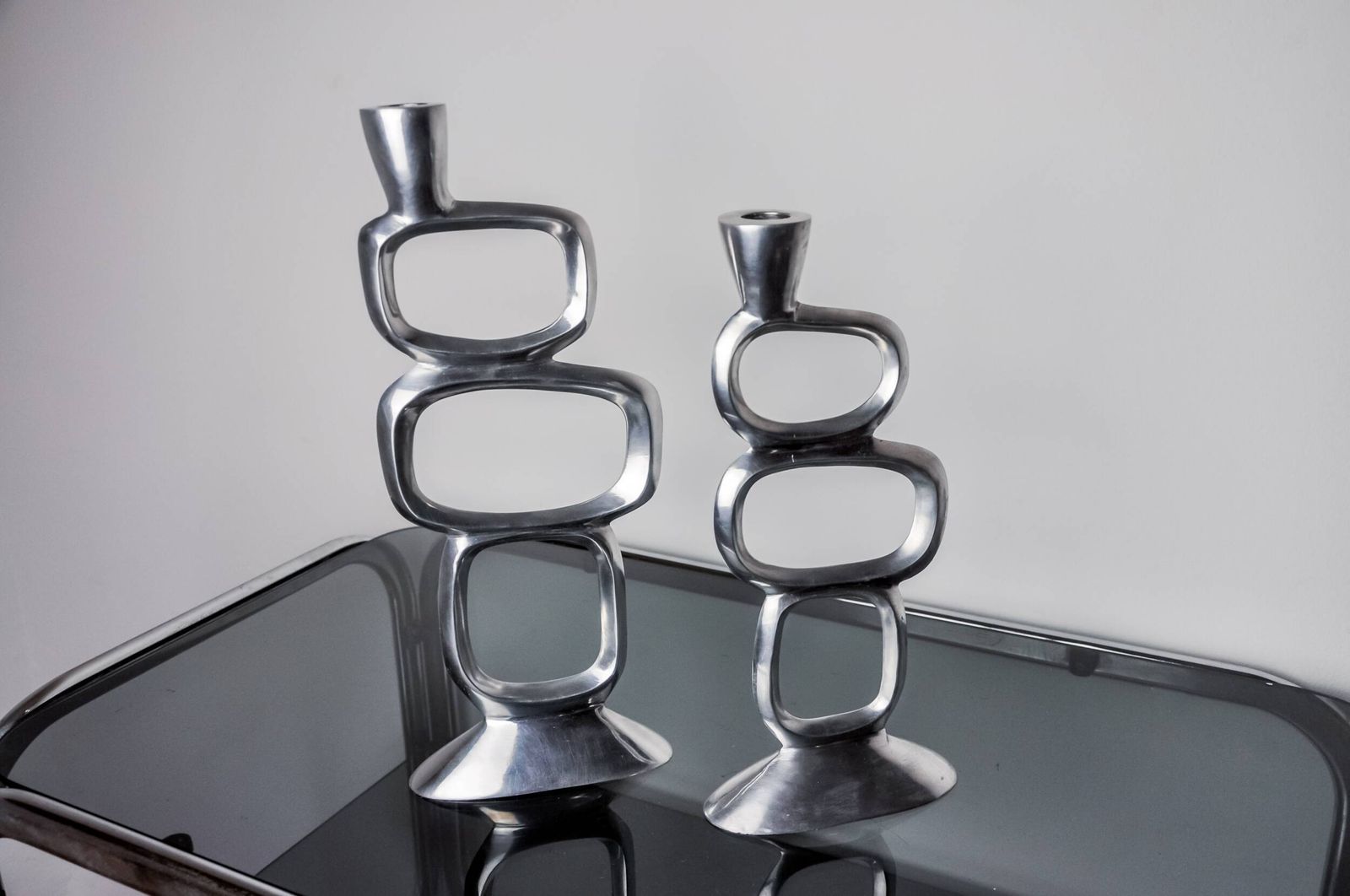 Pair Of Circle Candlesticks By Matthew Hilton, England, 1980 photo 851.0