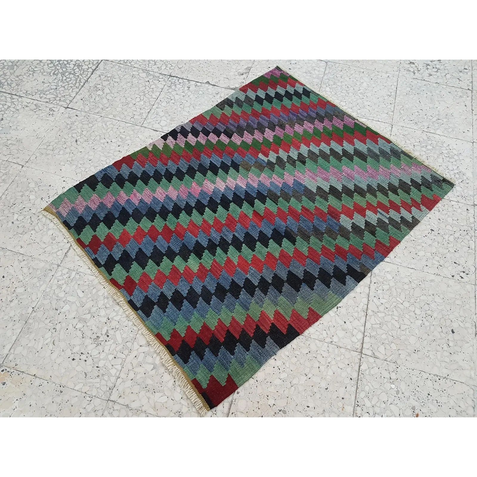 Small Diamond Turkish Kilim Rug 2'10" X 3'7" photo furniture