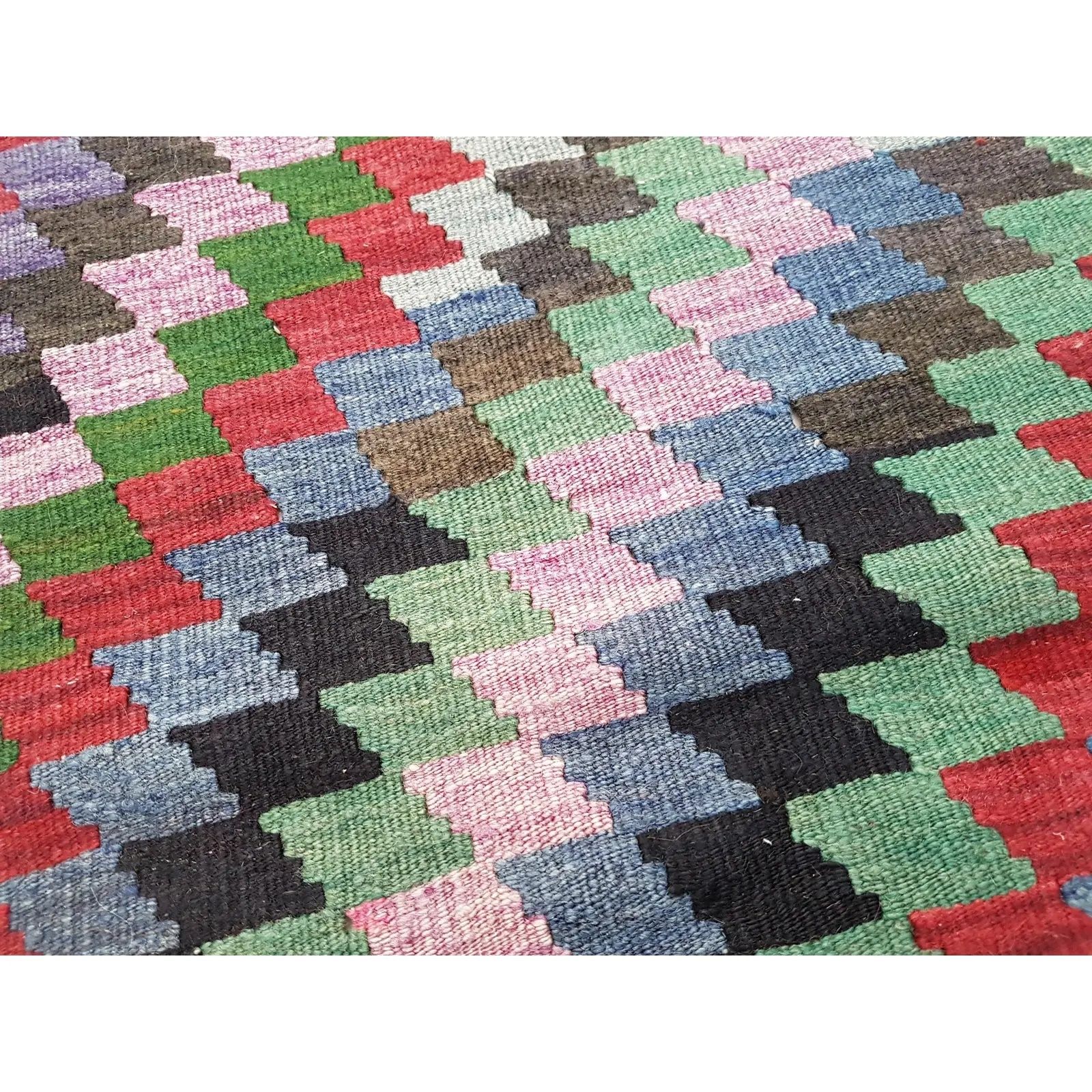 Small Diamond Turkish Kilim Rug 2'10" X 3'7" photo vinterior