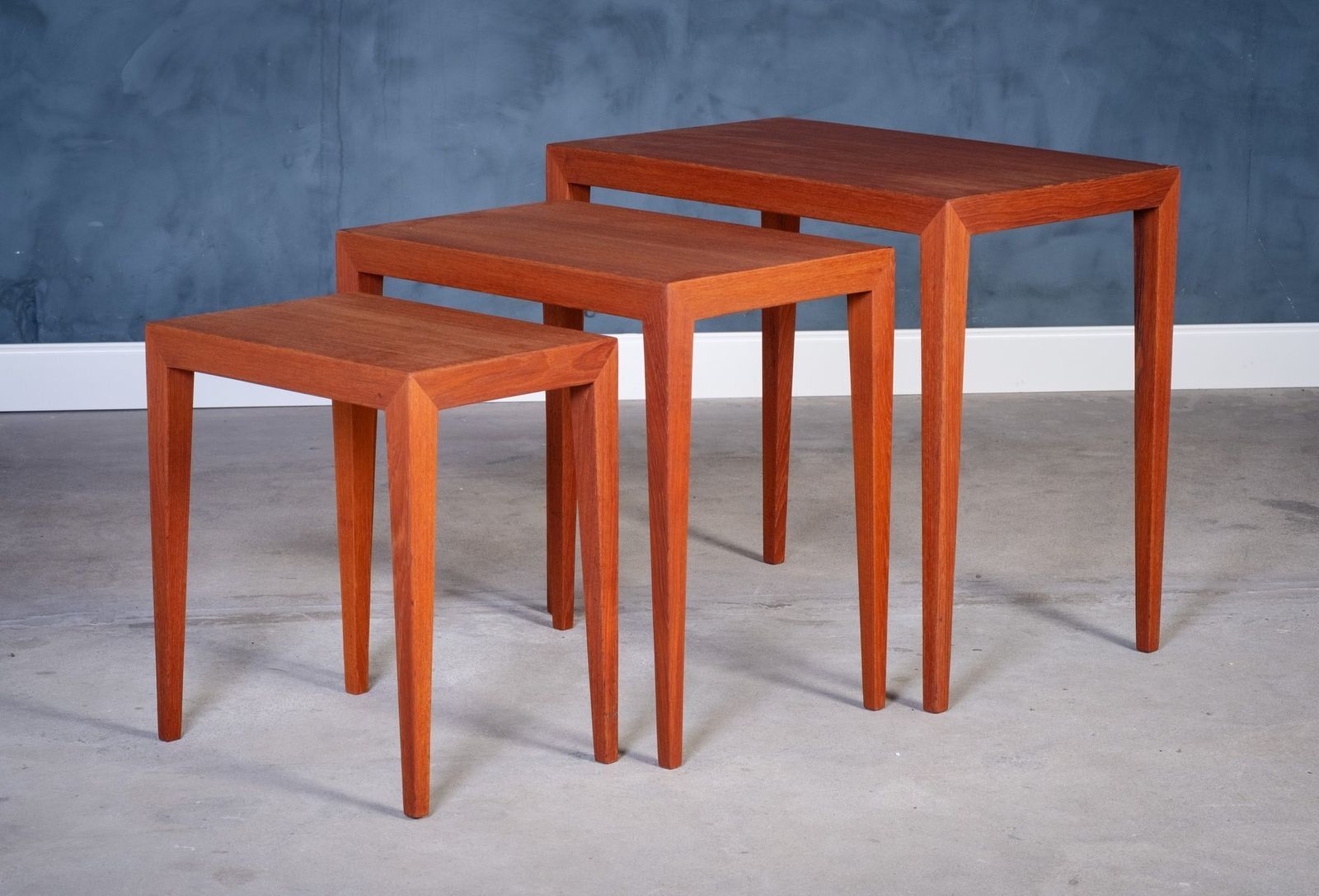 Nesting Tables In Teak By Severin Hansen For Haslev Møbelfabrik, 1950s, Set Of 3 photo for sale