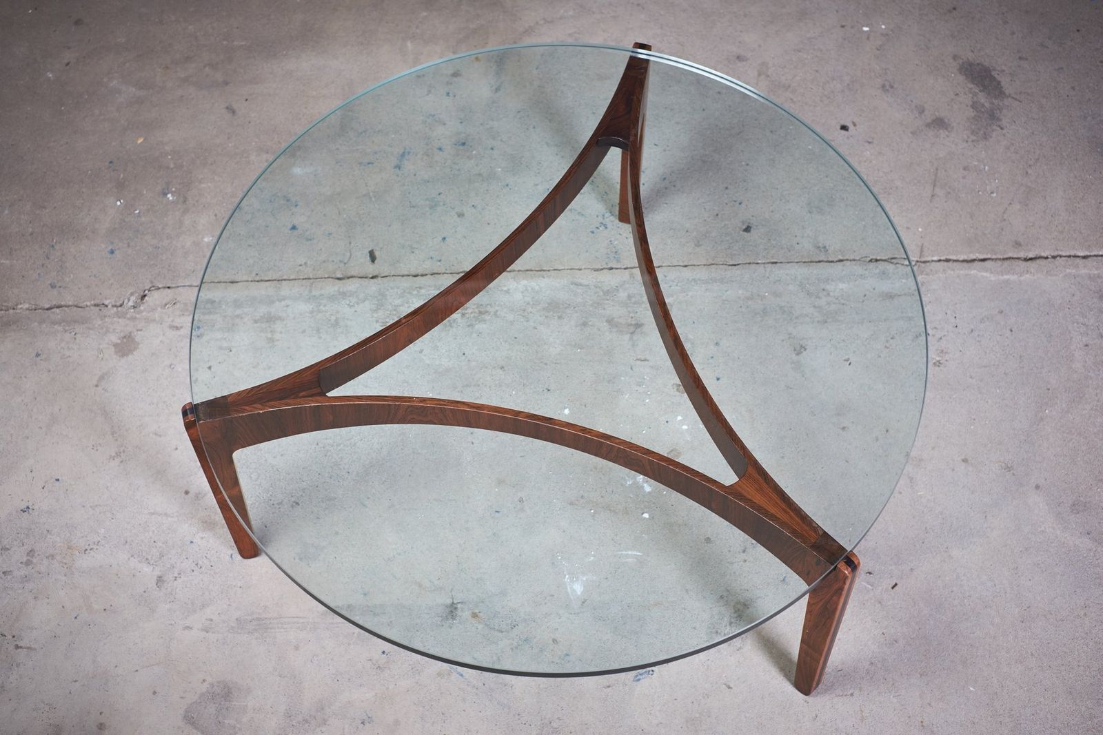Round Rosewood Coffee Table With Glass Top By Sven Ellekaer For Christian Linneberg, 1960s photo for sale