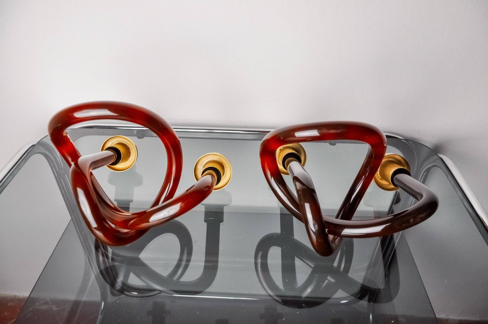 Pair Of Pretzel Candlesticks By Dorothy Thorpe In Lucite, 1970 photo buy