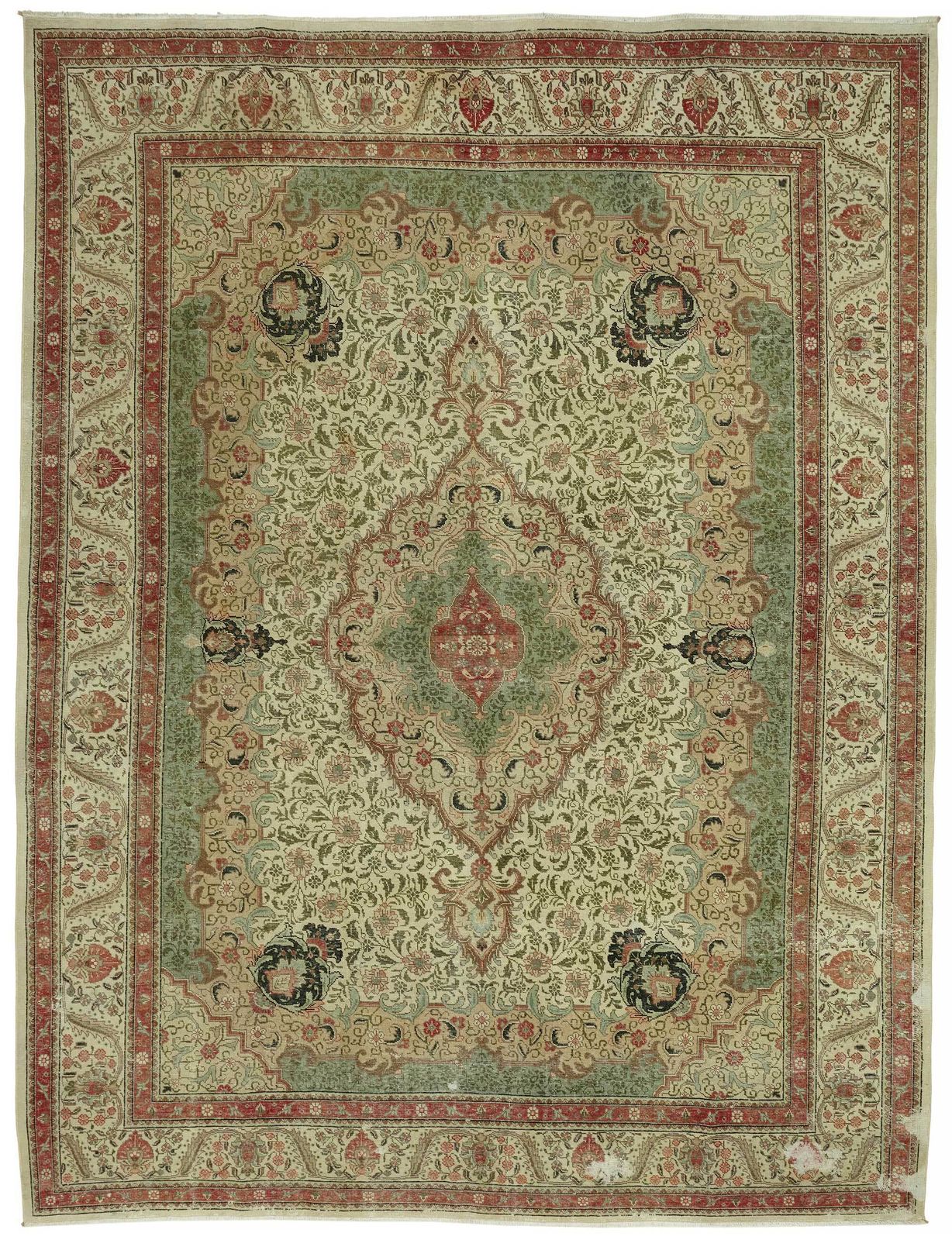 Large Area Vintage Hand Knotted Rug 294 Cm X 385 Cm
