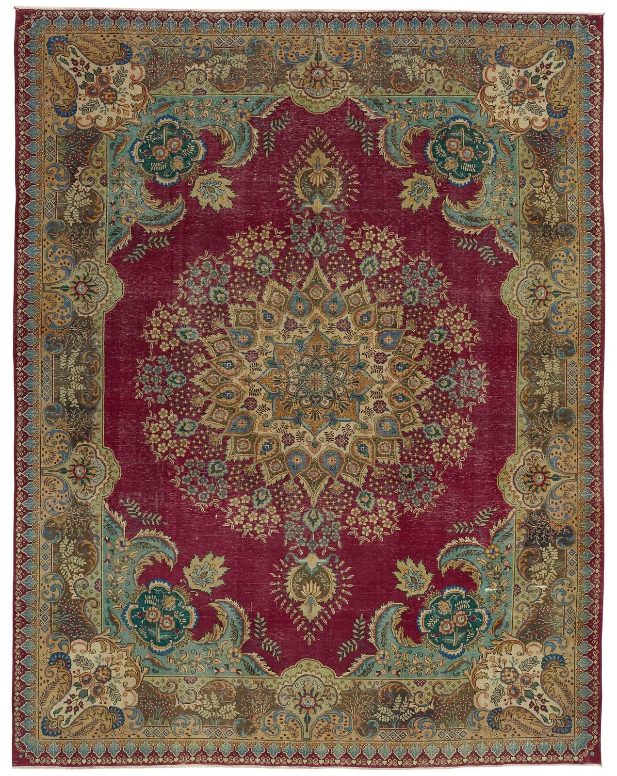 Vintage Hand Knotted Large Area Rug 301 Cm X 388 Cm