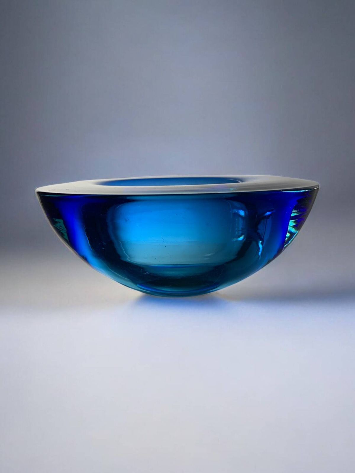 Circular Blue Murano Glass Tray By Flavio Poli photo Home Decor