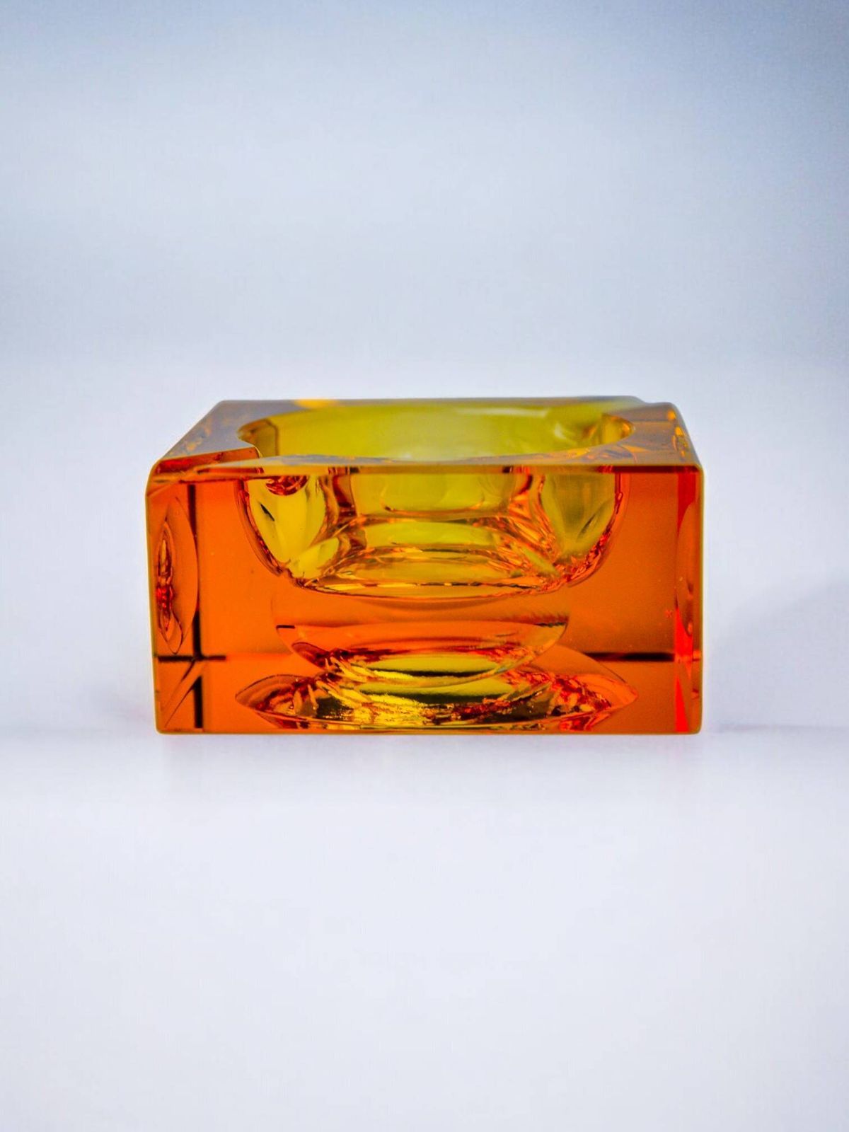 Orange Ice Cube Ashtray By Antonio Imperatore, Murano Glass, Italy, 1970 photo Home Decor