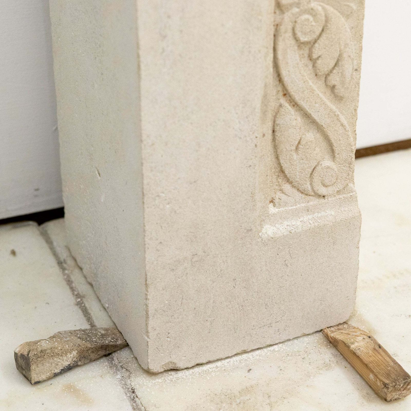 Home Fixtures Antique Carved Stone Architectural Fireplace Surround photo