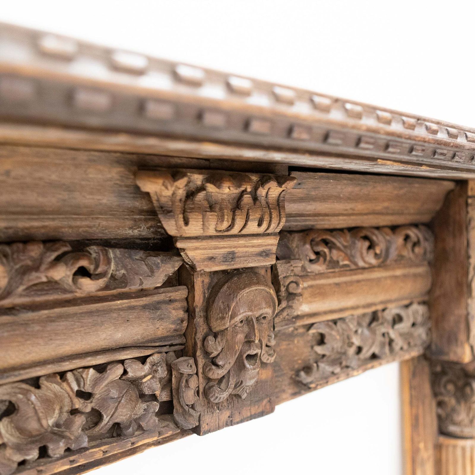 Antique Carved Oak & Pine Jacobean Style Fireplace Surround photo Home Fixtures
