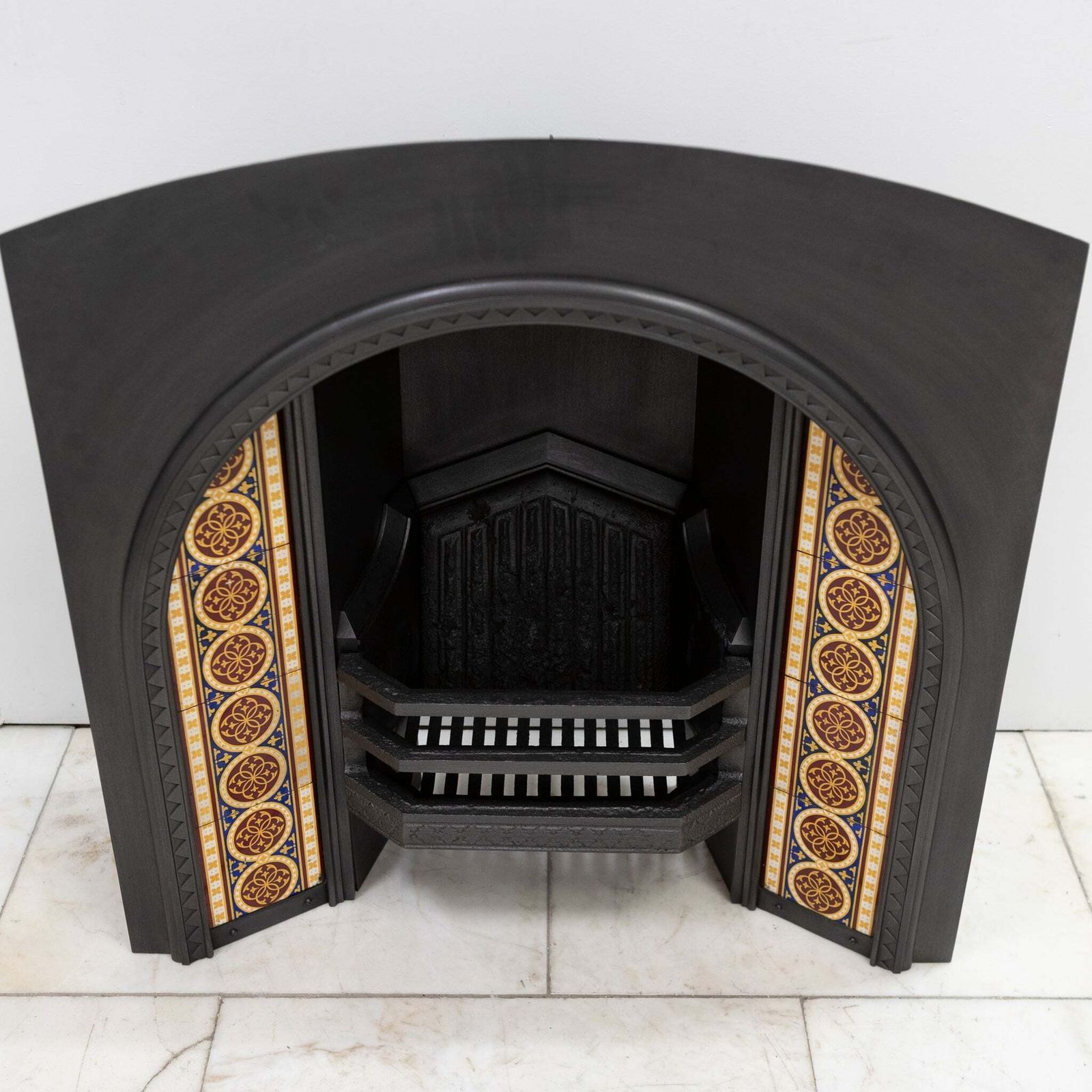 Rare Victorian Arched Tiled Insert With Minton Tiles photo vinterior