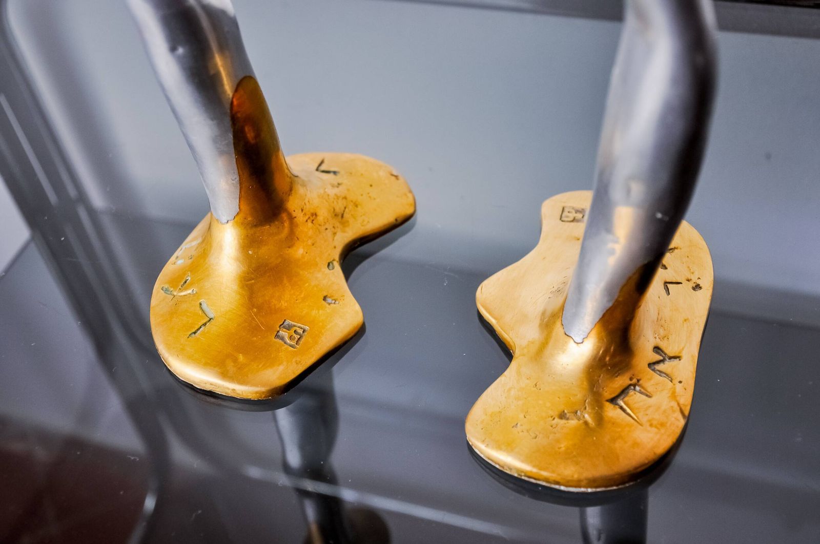 Pair Of Brutalist Bronze And Aluminum Candlesticks By David Marshall, Spain 1970 photo vinterior