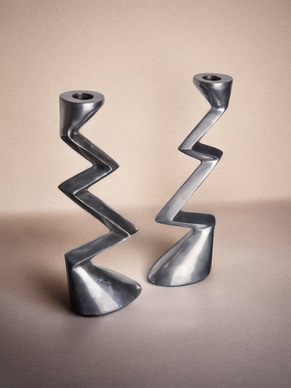 Pair Of Zigzag Candlesticks, England, 1980 photo furniture