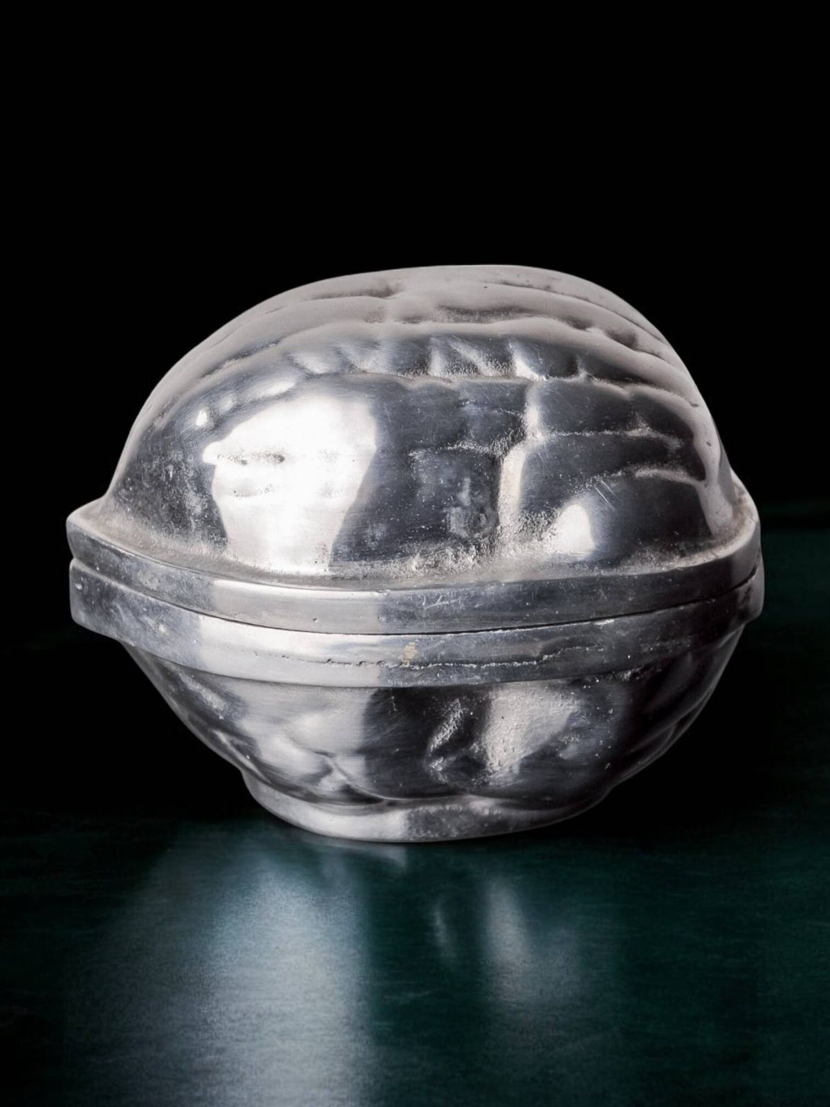 Empty Pocket, Aluminum Jewelry Box Depicting A Nut, Italy, 1980 photo furniture