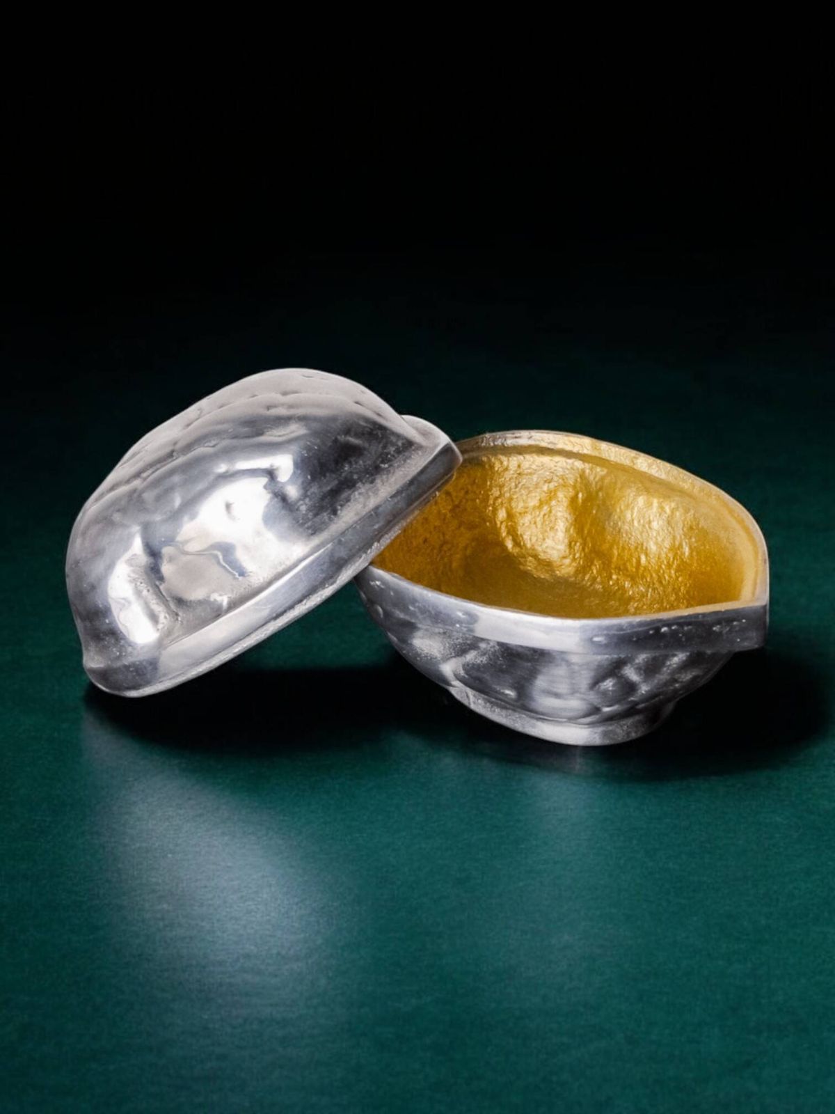 Empty Pocket, Aluminum Jewelry Box Depicting A Nut, Italy, 1980 photo for sale