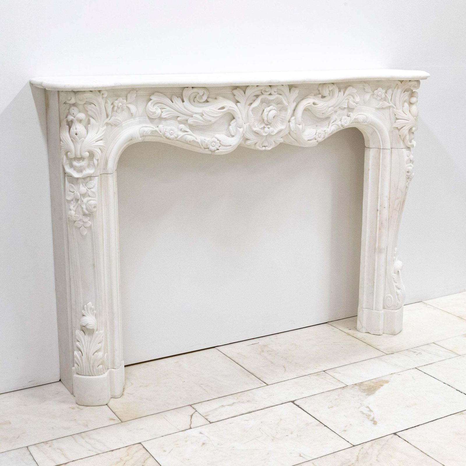 Ornate French Louis Style Statuary Marble Fireplace Surround photo furniture