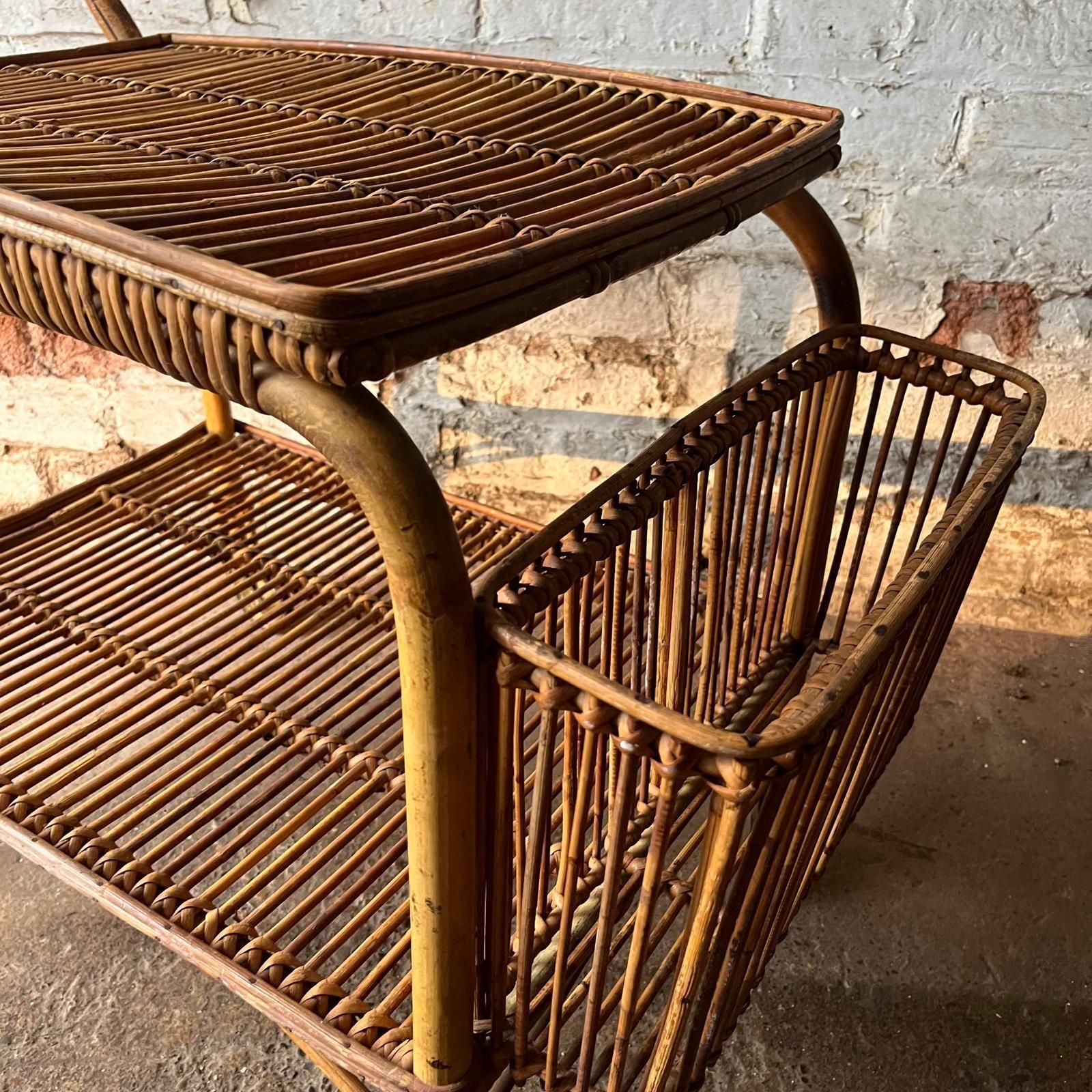 Italian Franco Albini 60s Bamboo And Rattan Drinks Trolley/ Serving Cart photo buy