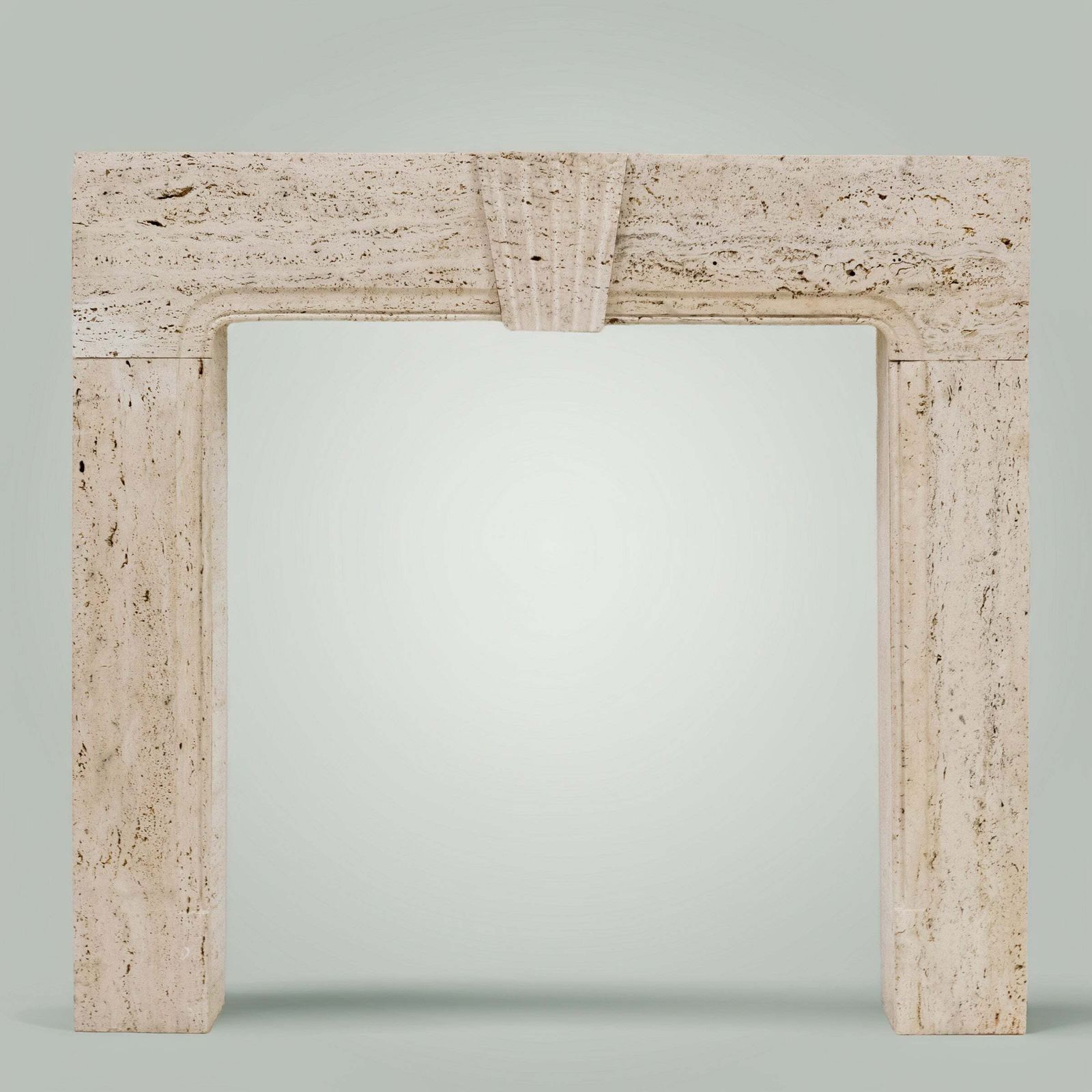 Reclaimed Art Deco Travertine Marble Fireplace Surround