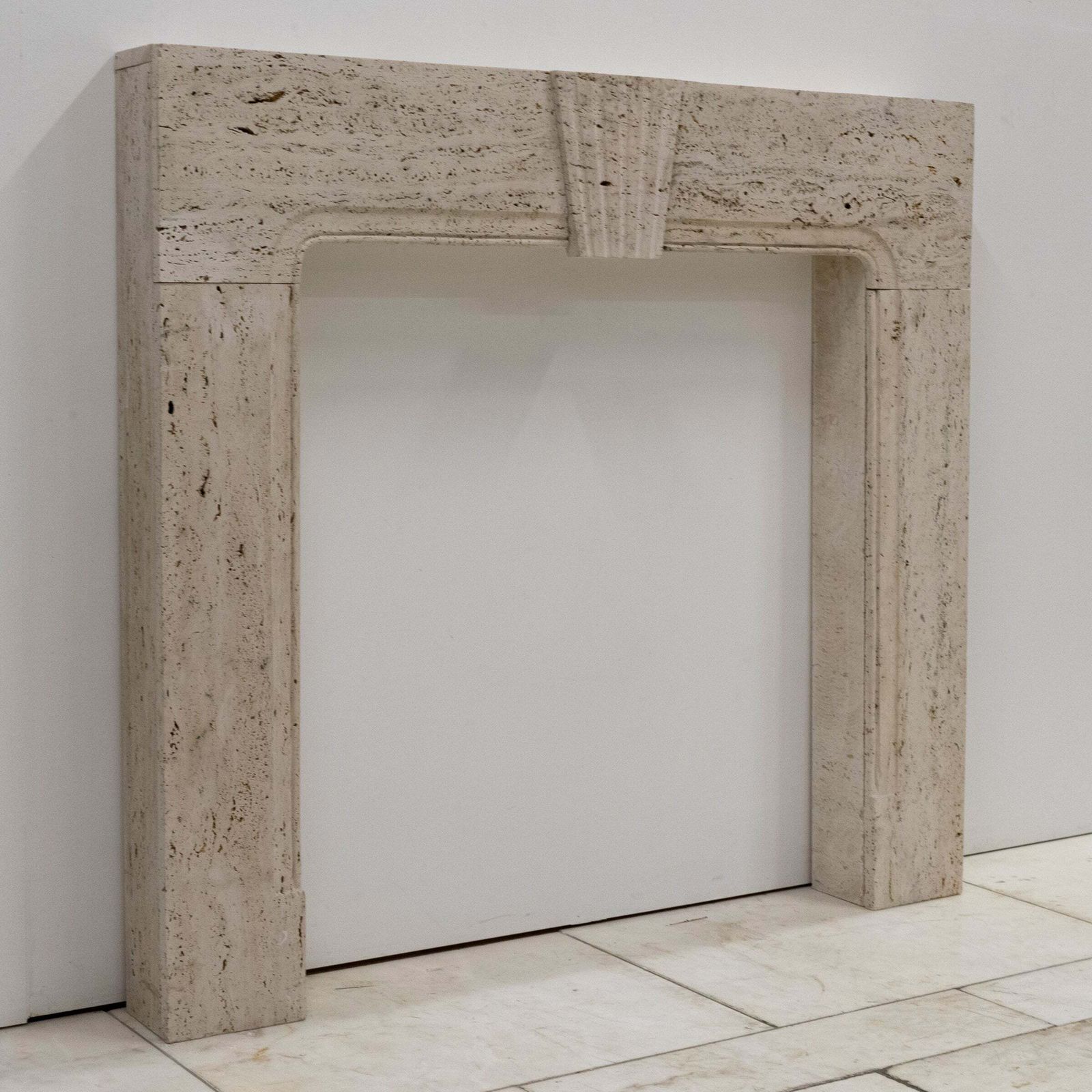Reclaimed Art Deco Travertine Marble Fireplace Surround photo for sale