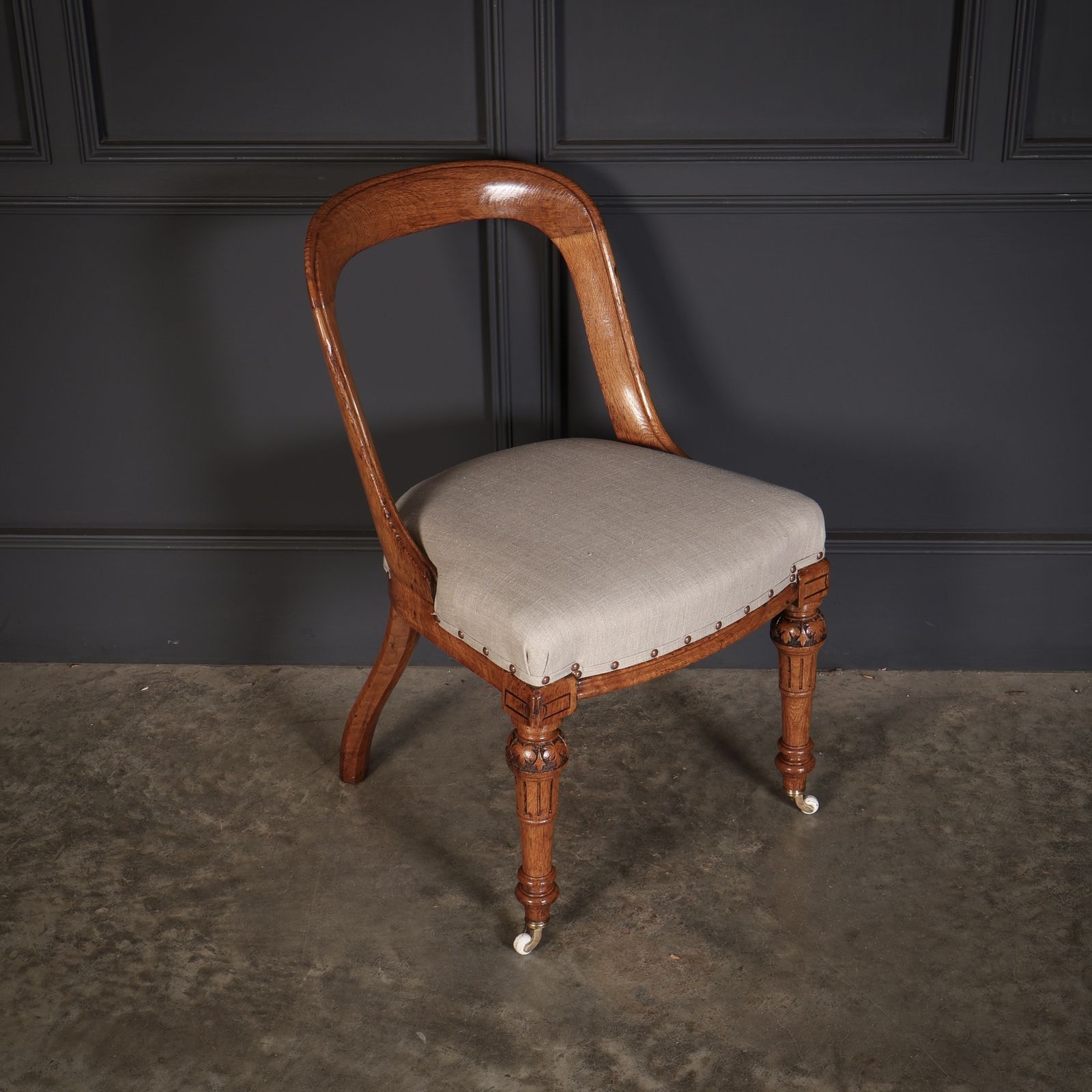 Magnificent Set Of Ten Victorian Oak Dining Chairs photo for sale