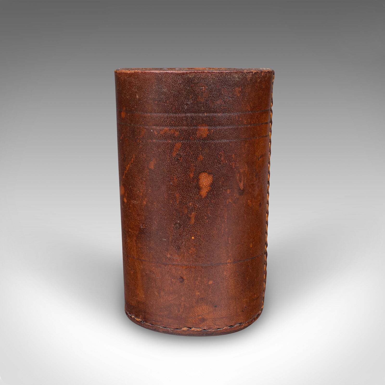 Small Antique Jacquet Dice Pot , French, Leather, Craps, Gaming Tumbler, C.1920 photo 128.0