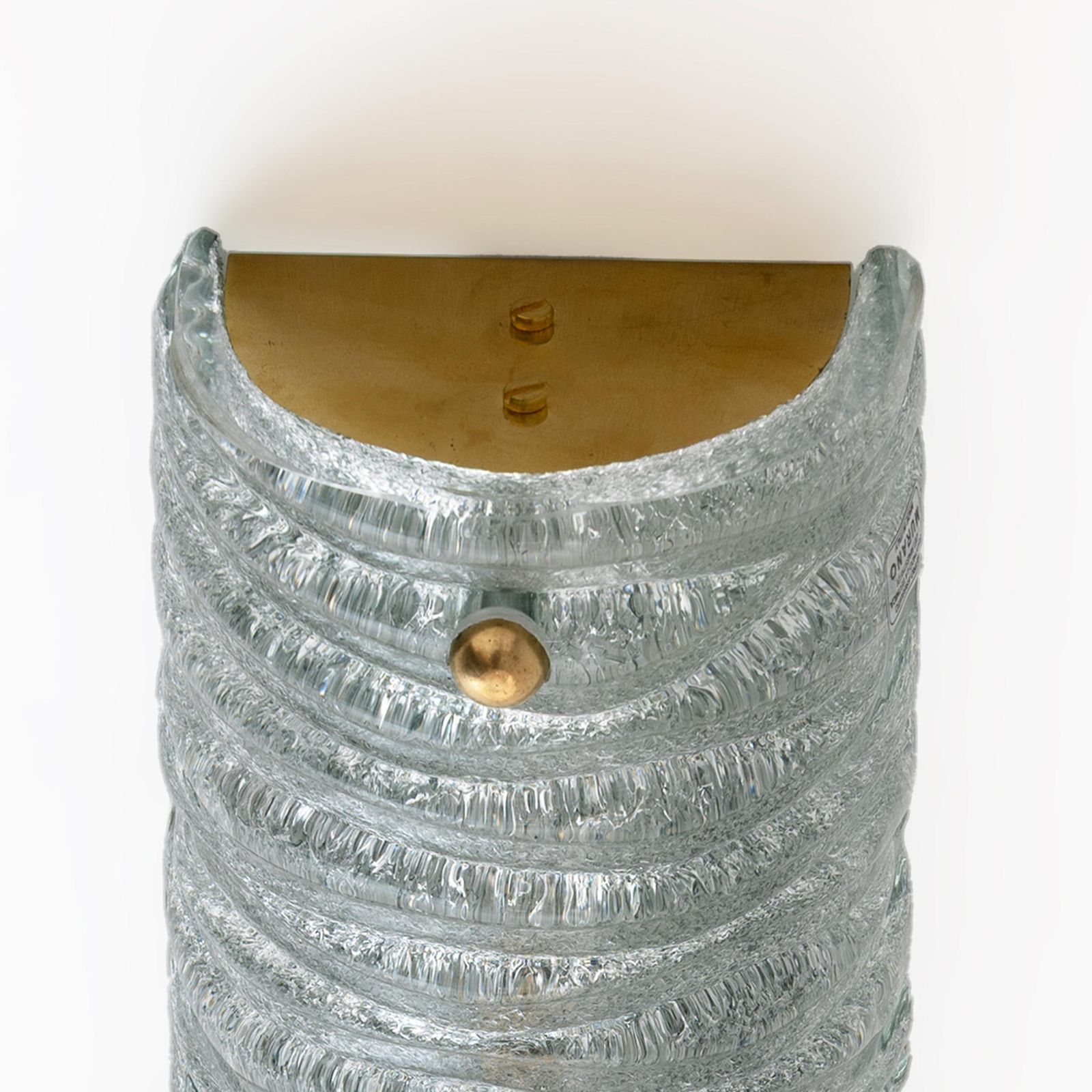 Pair Of Barovier & Toso Art Deco Style Brass And Aquamarine Murano Glass Sconces photo vintage
