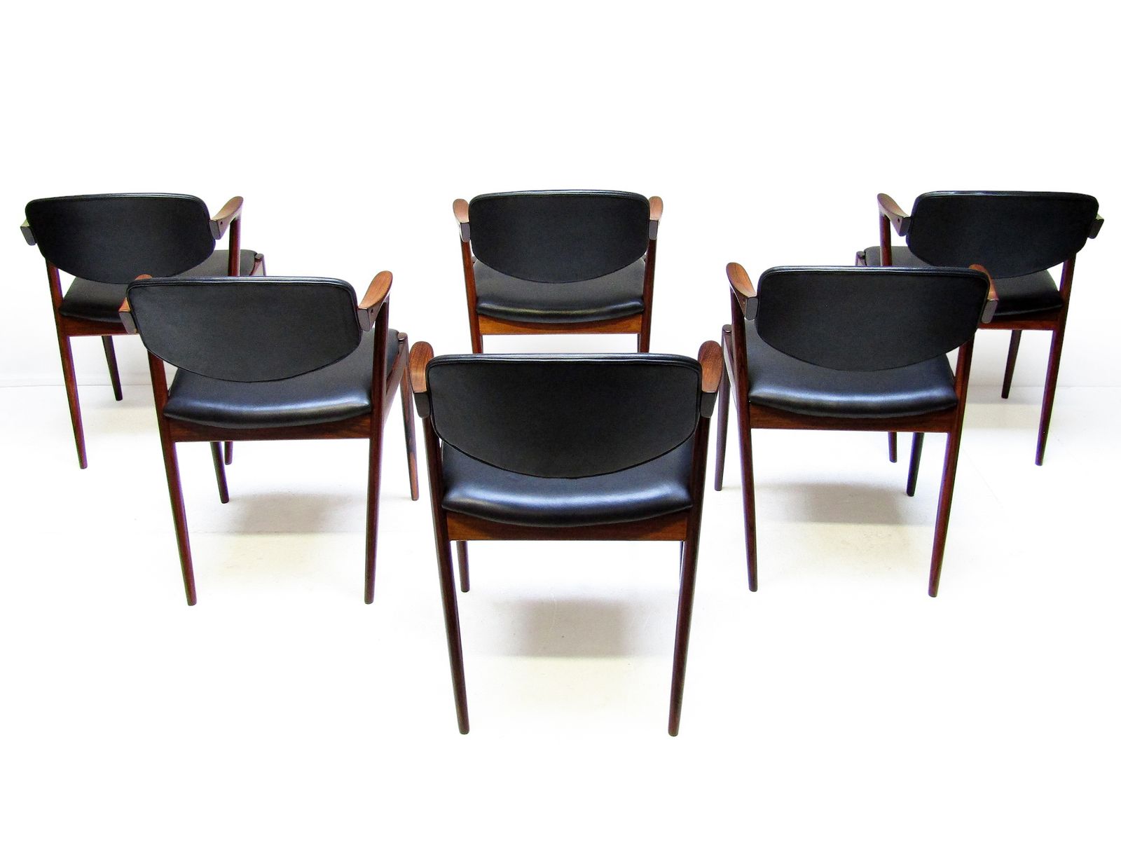 Six Danish "Model 42" Dining Chairs In Rosewood By Kai Kristiansen   Newly Re Upholstered photo Furniture