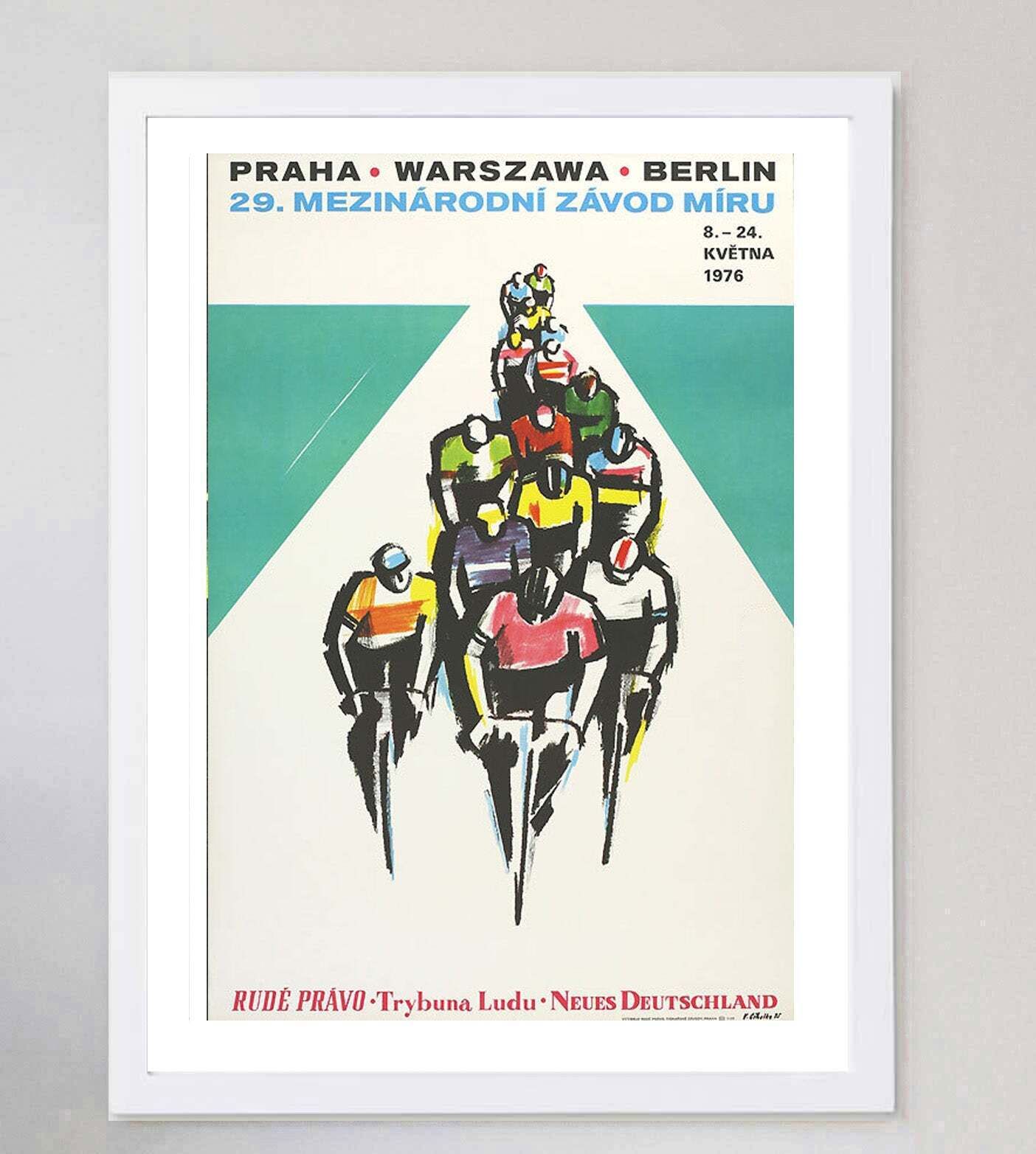1975 Prague Warsaw Vienna Cycling Peace Race  Original Vintage Poster photo for sale