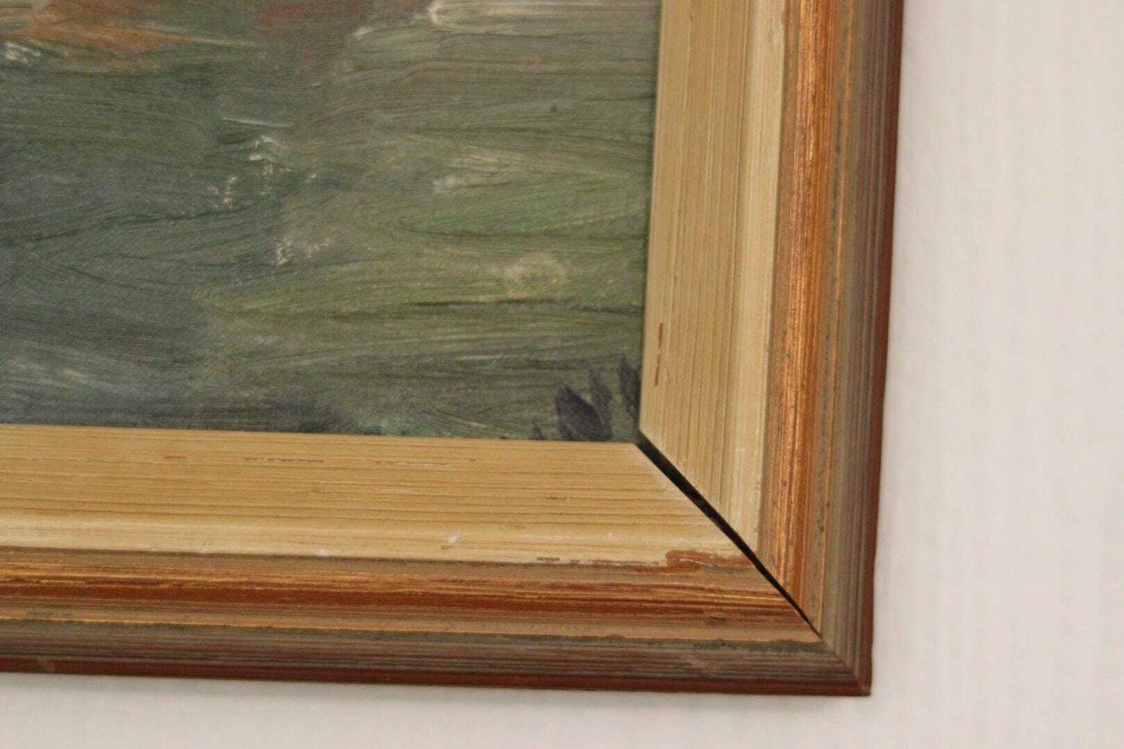 Original  European Oil On Canvas — House By The Lake – Vintage & Framed | 28 × 25 Cm (11" × 9.8", Incl. Frame) photo 195.0