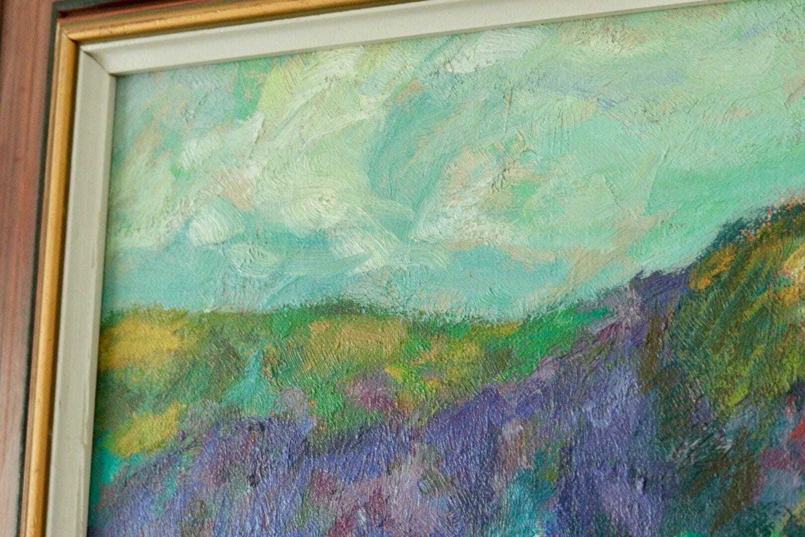 Original European Oil On Canvas – “Vivid Landscape” – Vintage & Framed     52 X 44 Cm (20.5" X 17.3") photo vintage