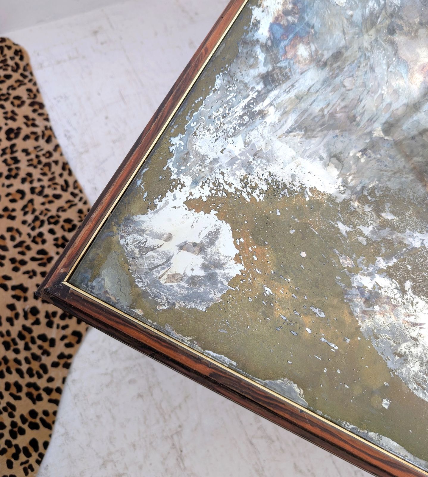 Large Vintage Mid Century Macassar Coffee Table, Eglomise Glass Top, Italy 1970s photo for sale