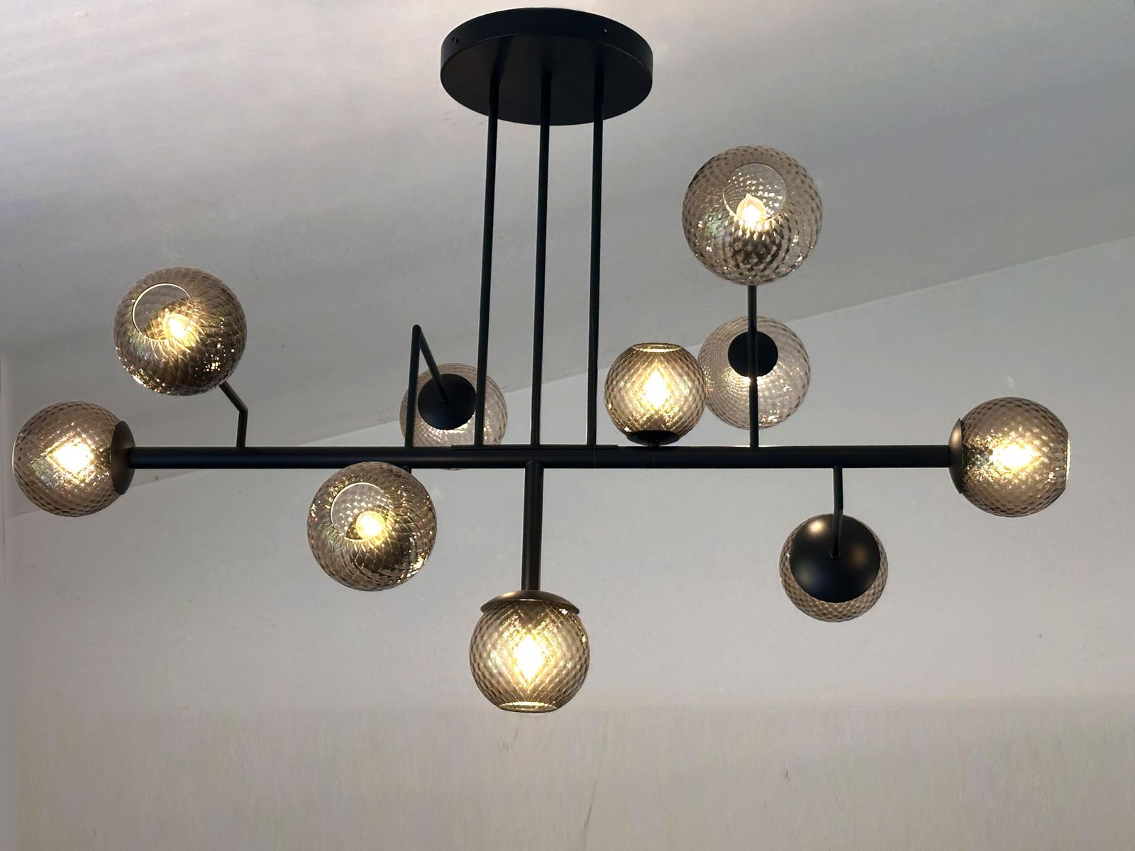 Contemporary Smoked Fumè "Ballotton" Spheres Attributed To Murano Glass Sputnik Chandelier By Simoeng photo furniture