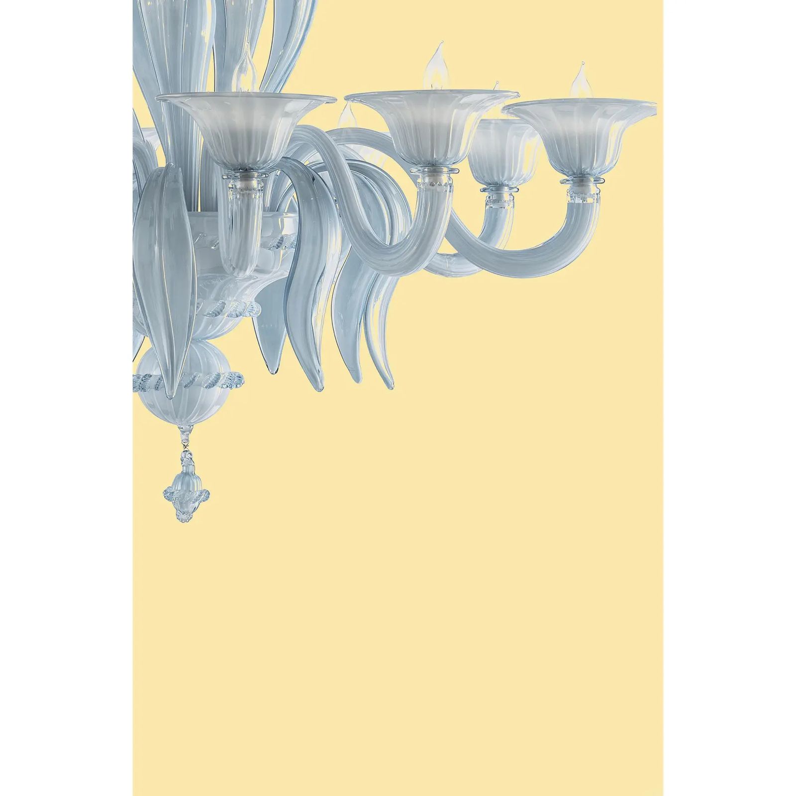 Contemporary Mid Century Modern Venetian Azure Style Murano Glass Chandelier With Leaves photo furniture