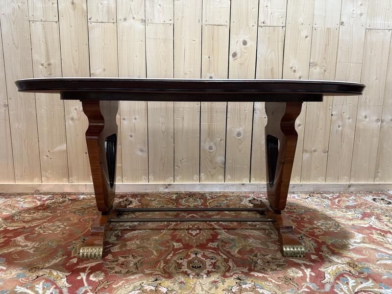 photo furniture Table à Manger Ovale En Marbre Et Palissandre