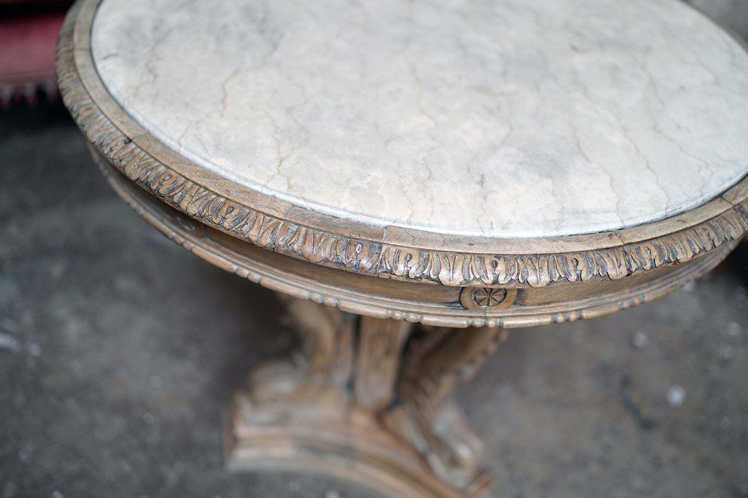 photo for sale A 2nd Empire Period Fruitwood, Beech & Fior Di Bosco Marble Guéridon C.1860