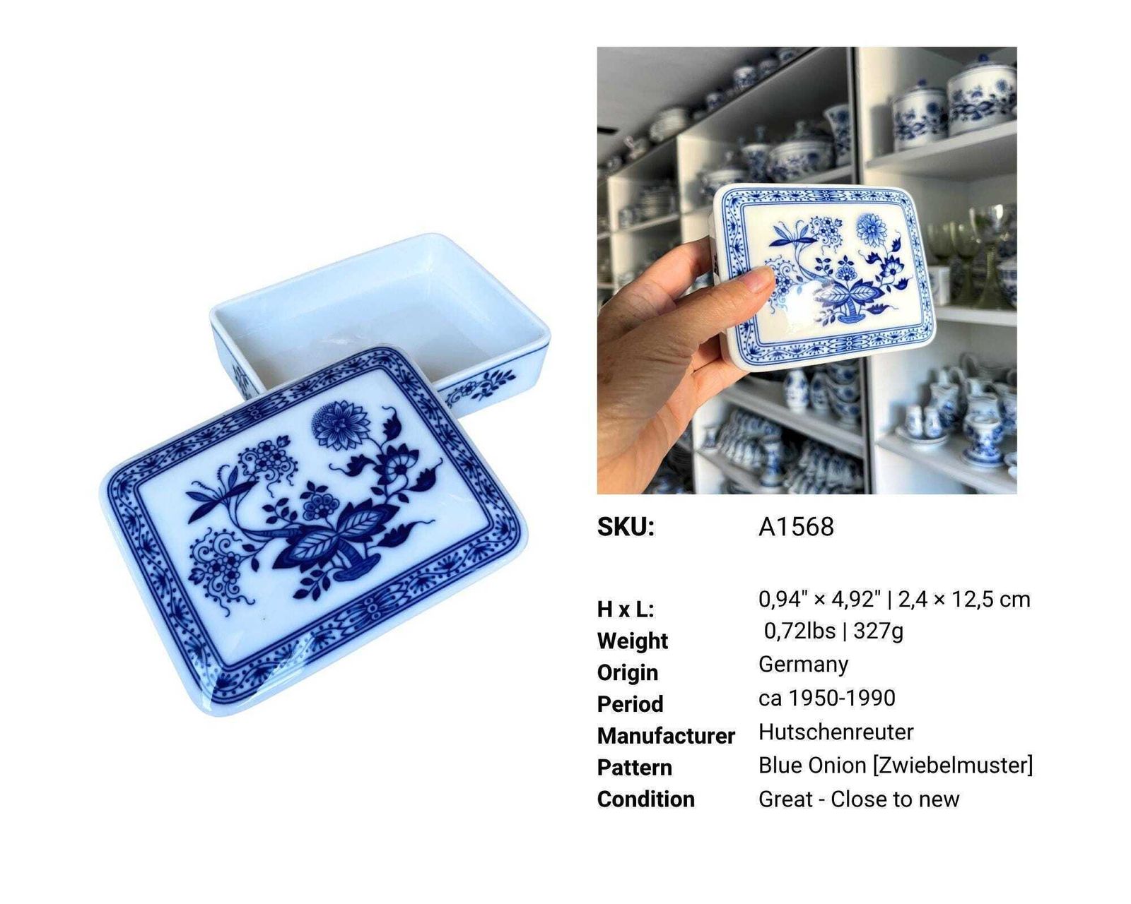 Blue Onion Cigarette Box | Trinket Or Jewelry Storage | Blue And White photo vinterior