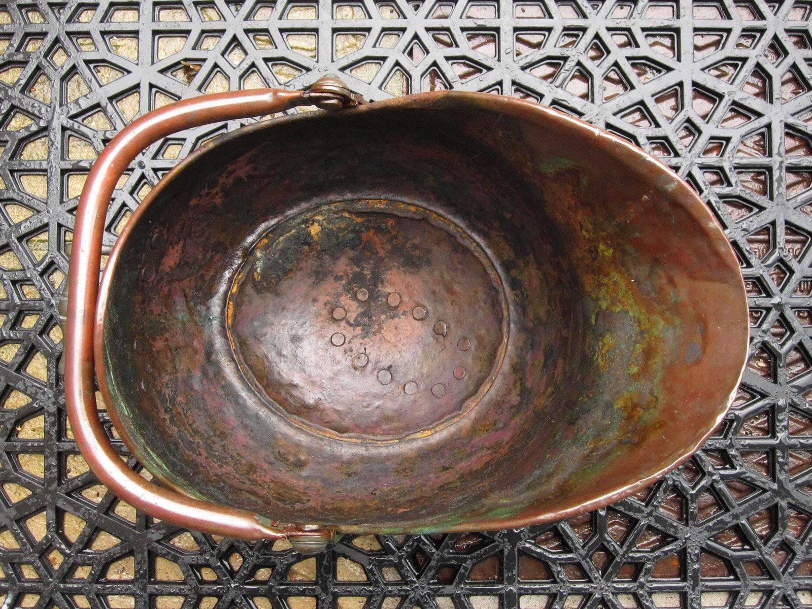 Antique Helmet Shaped Copper Scuttle Bucket photo 68.0