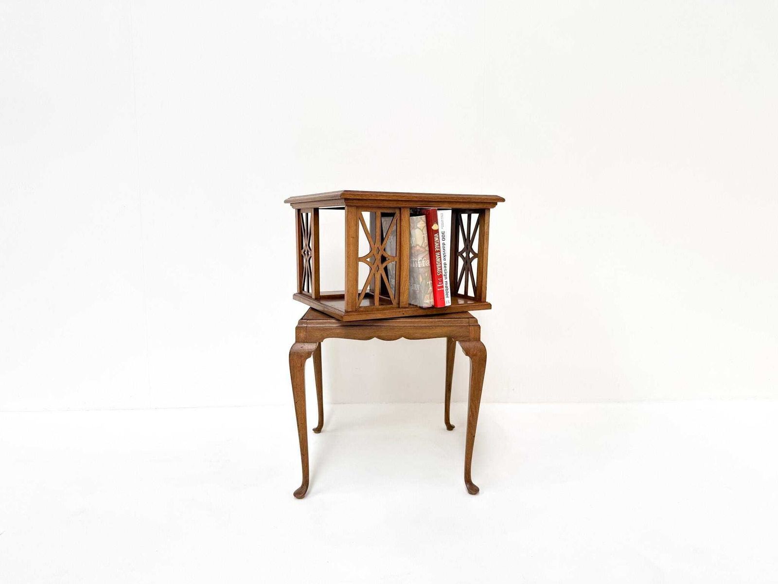 photo for sale Antique Burl Walnut Revolving Side Table, Wortelnoot Book Table Ca. 1900