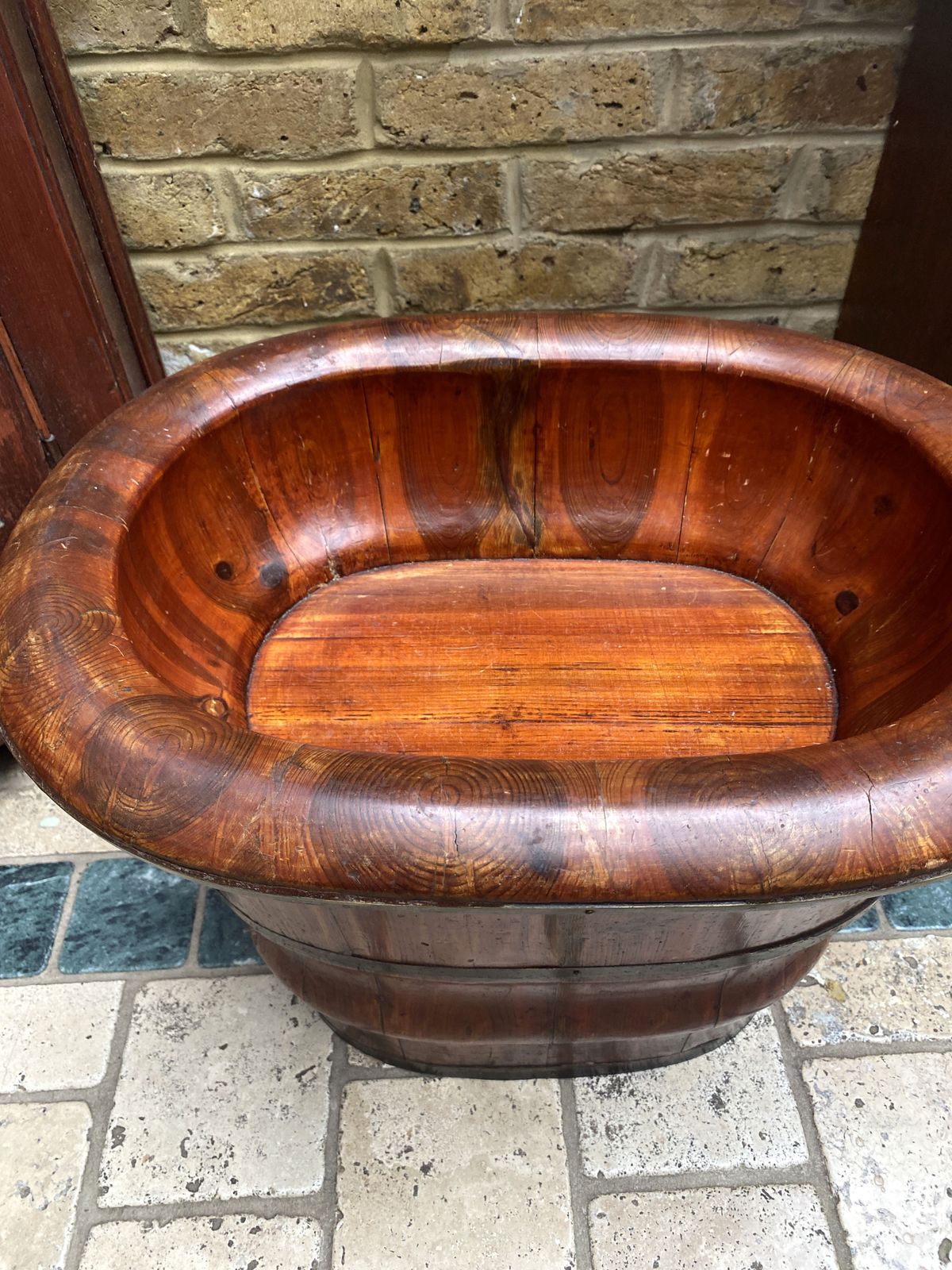 Antique 19th Century  Chinese Elmwood  Baby Bath Banded With Brass photo 275.0