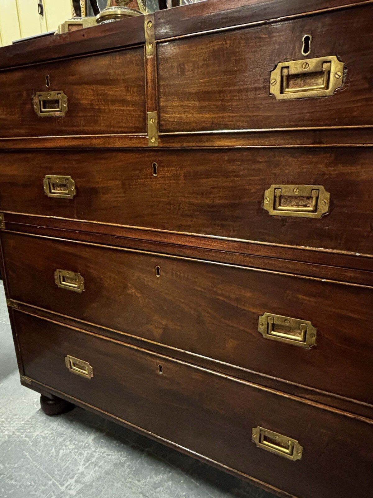 Victorian Campaign Chest. Superb Patina, Fine Proportions, Splits In 2 Pieces. photo furniture