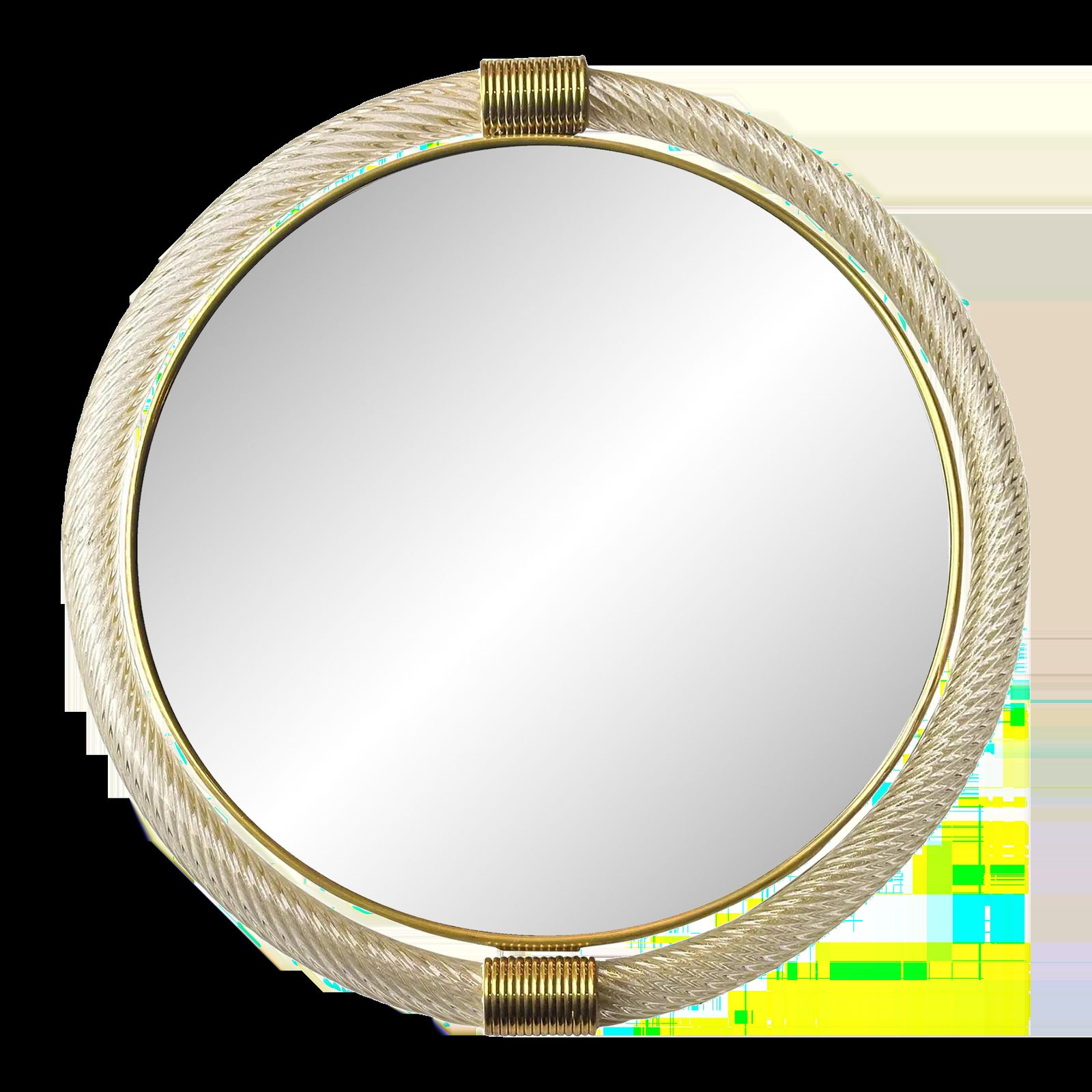 Venetian Round"Torgiglione Torchon" Murano Glass Wall Mirror In Barovier Style