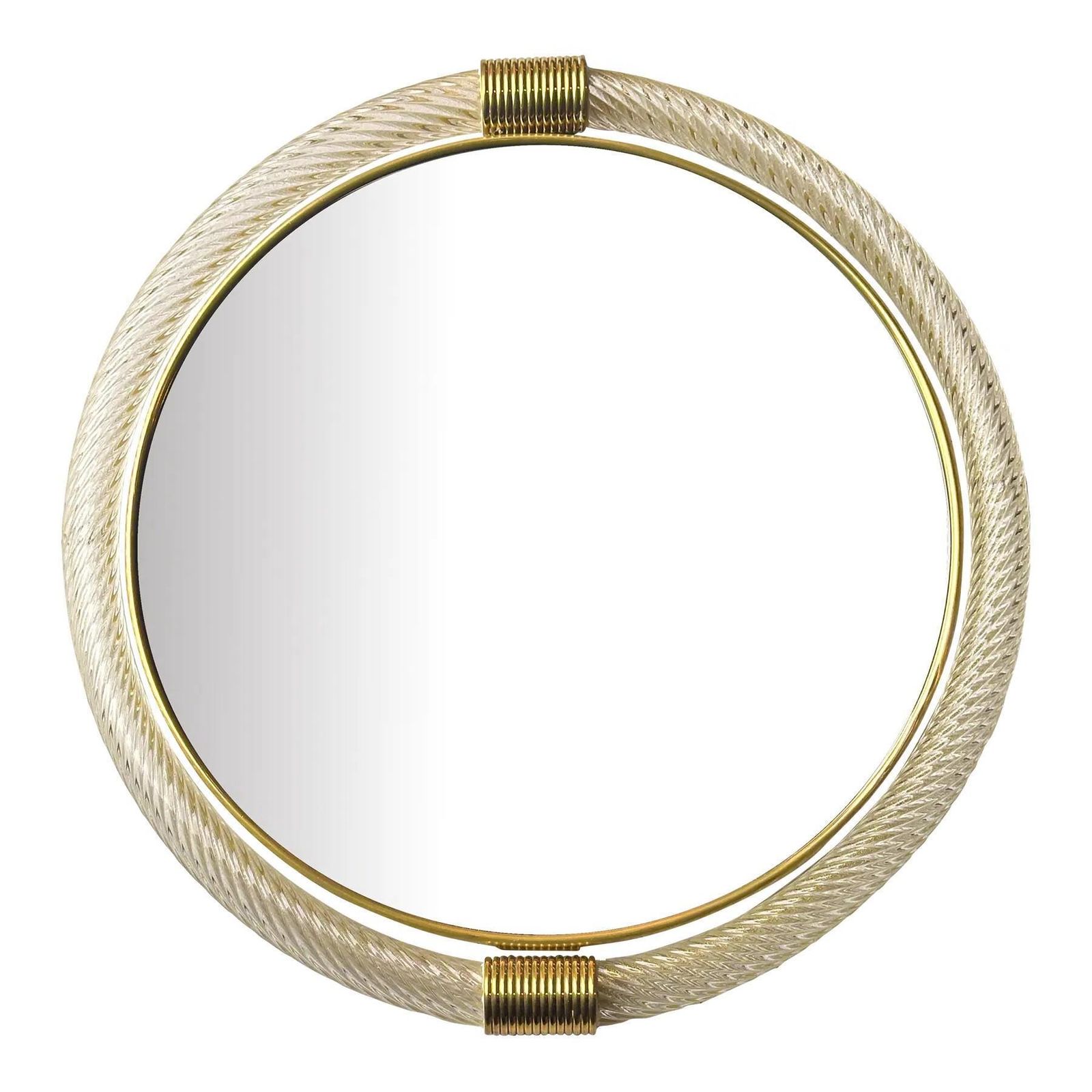 Venetian Round"Torgiglione Torchon" Murano Glass Wall Mirror In Barovier Style photo furniture