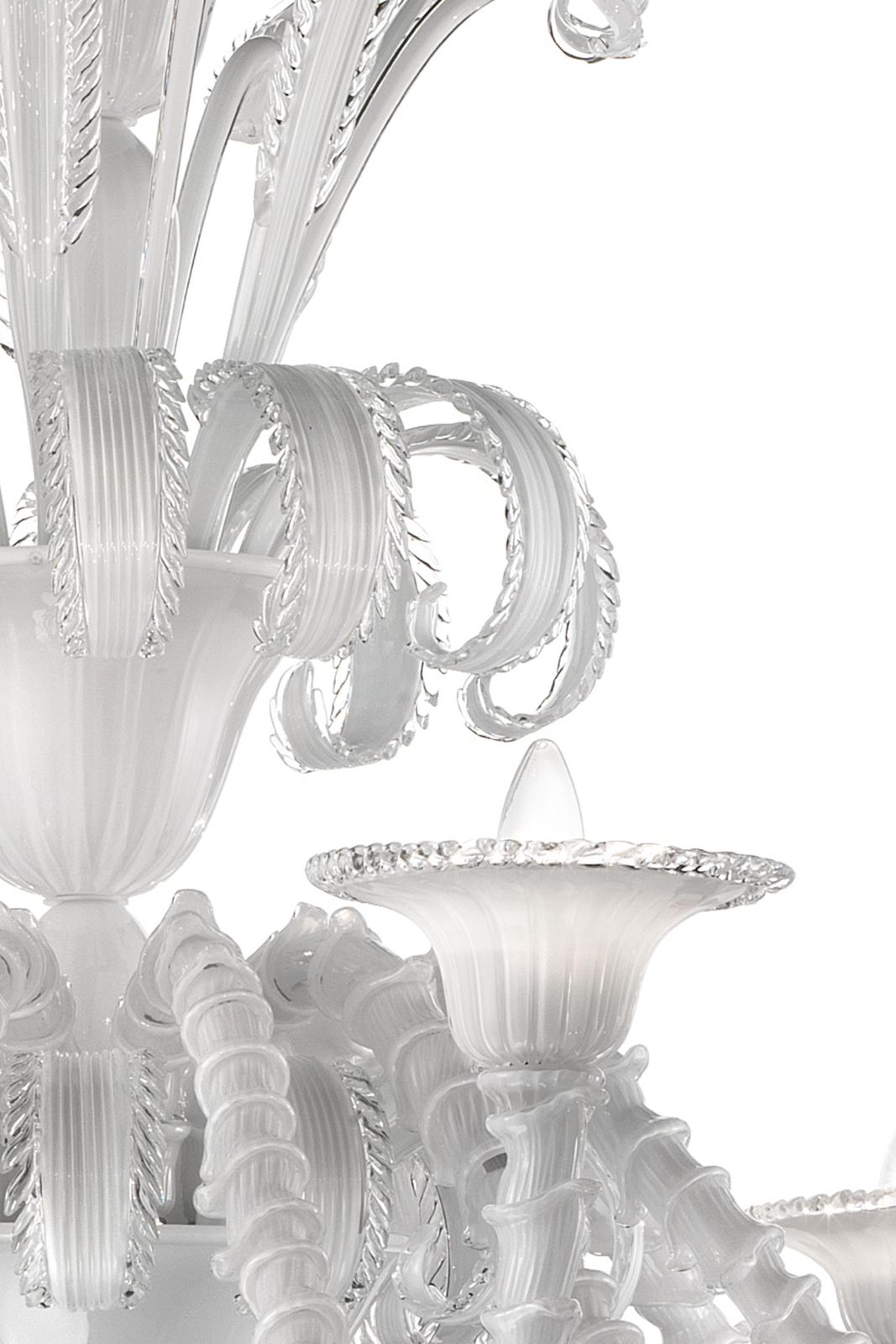 Venetian White "Cà Rezzonico" Murano Glass Chandelier photo Lighting