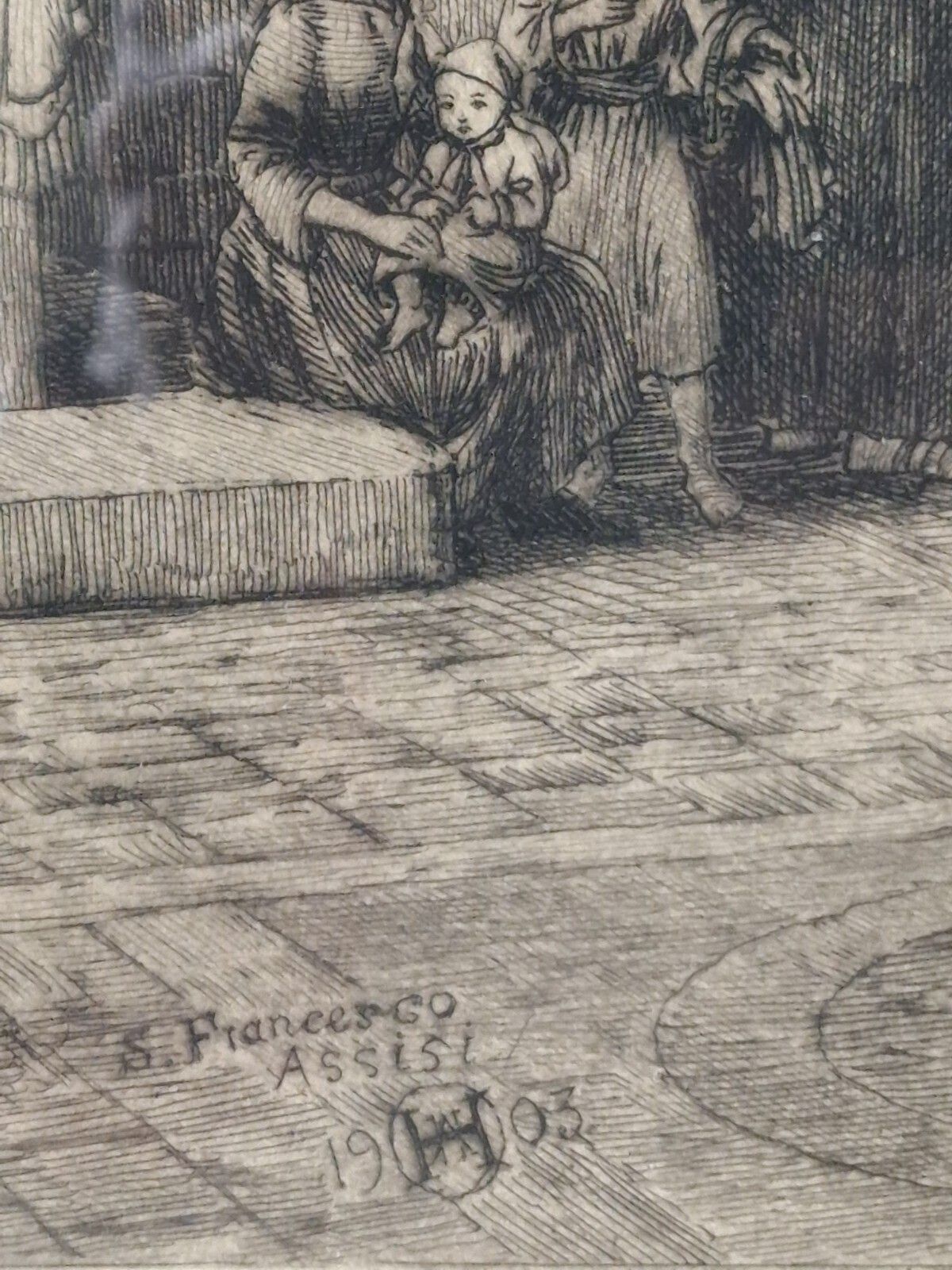 photo for sale Antique Large Axel Haig Etching Interior Lower Church St Francesco Assisi 1903