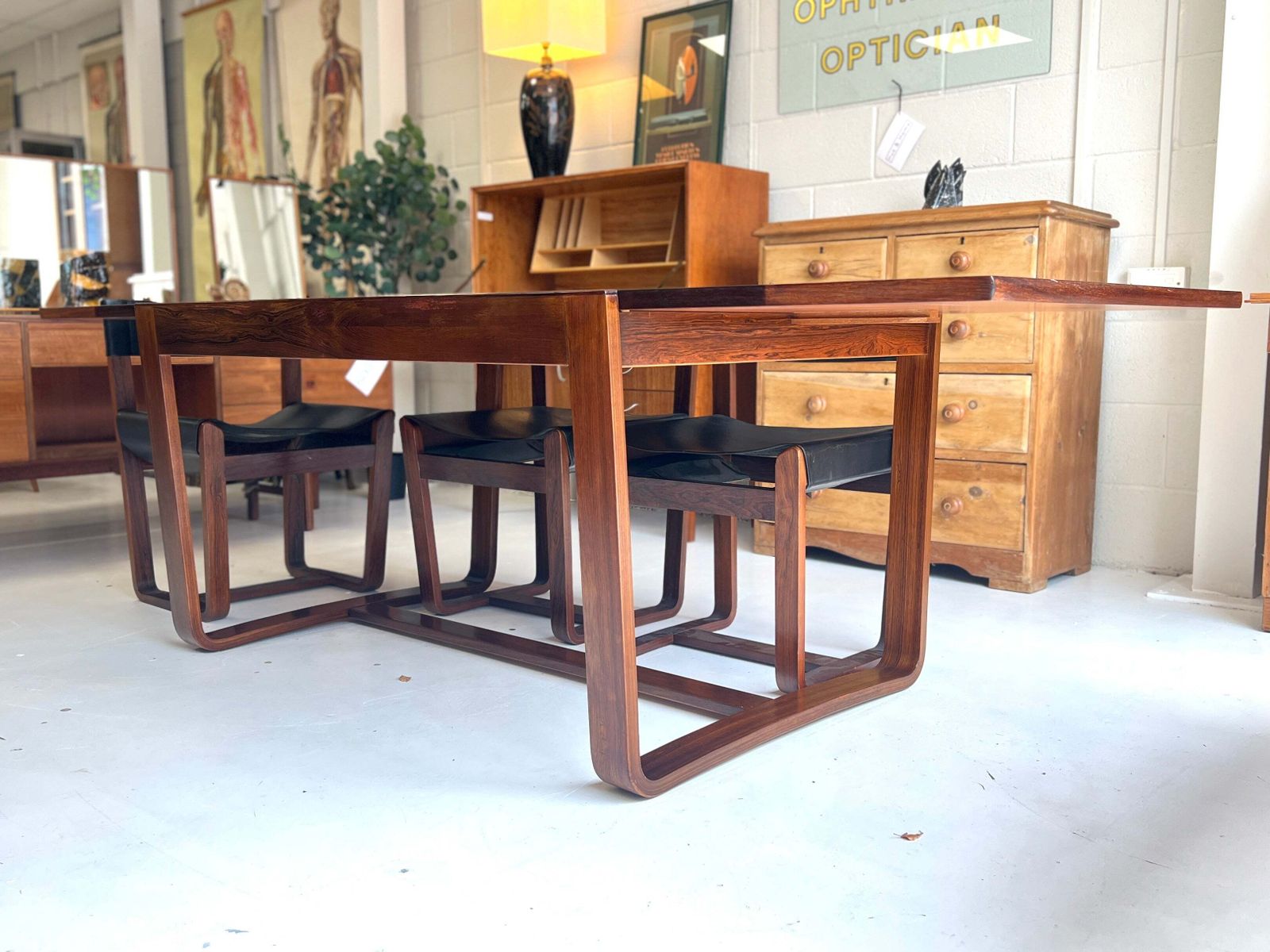 Gunther Hoffstead Rosewood Extending Dining Table & 6 Chairs For Uniflex photo vintage