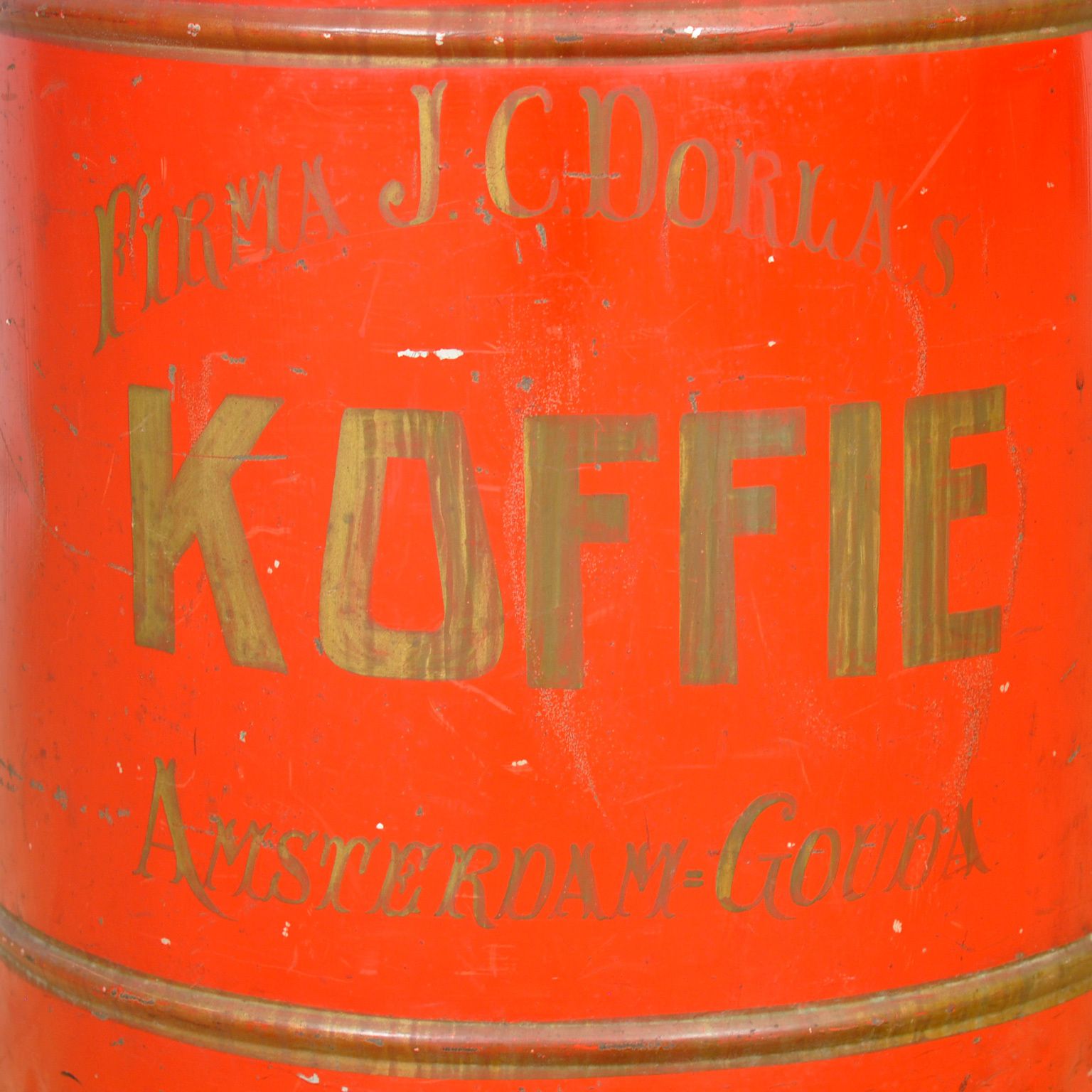 Large Metal Coffee Tin By J.C. Dorlas, Circa 1920 photo 175.0