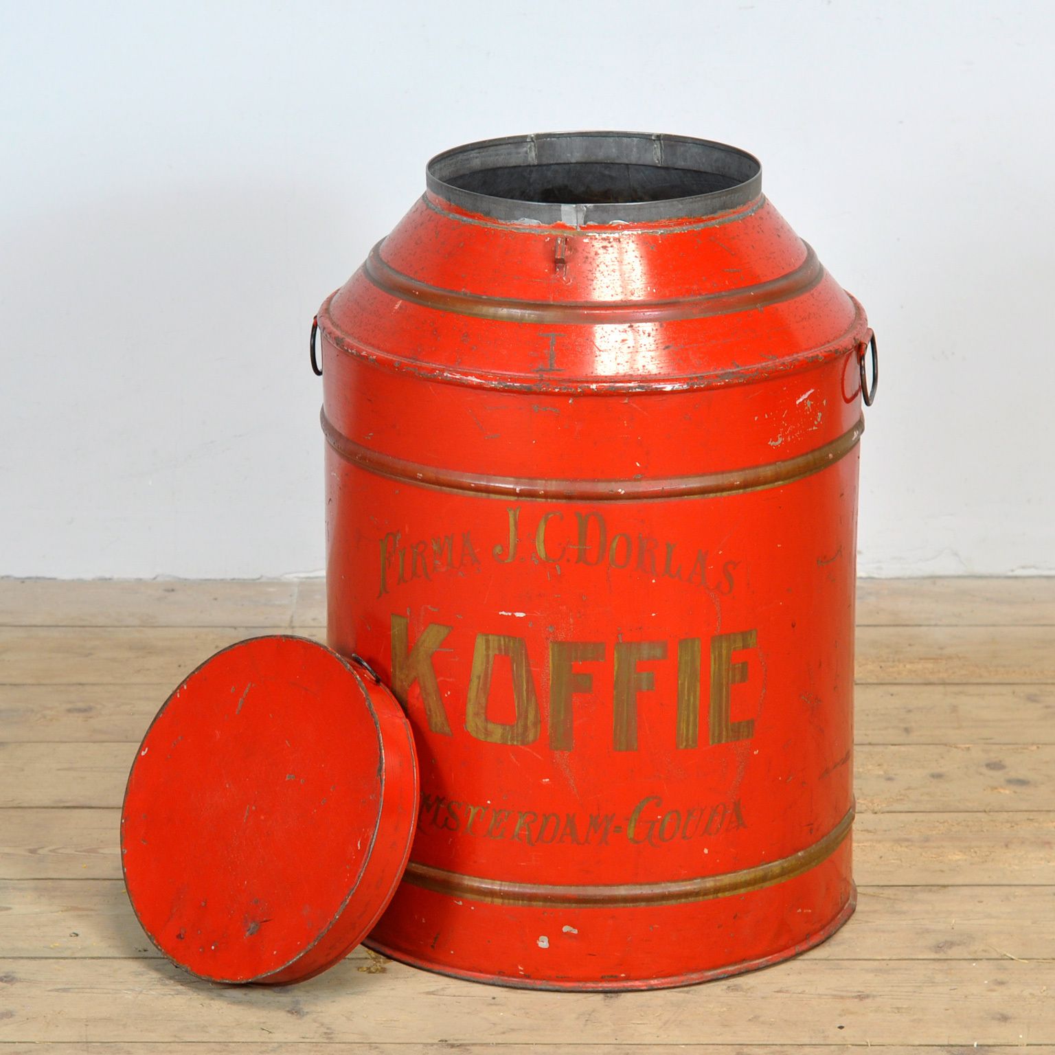 Large Metal Coffee Tin By J.C. Dorlas, Circa 1920 photo vintage