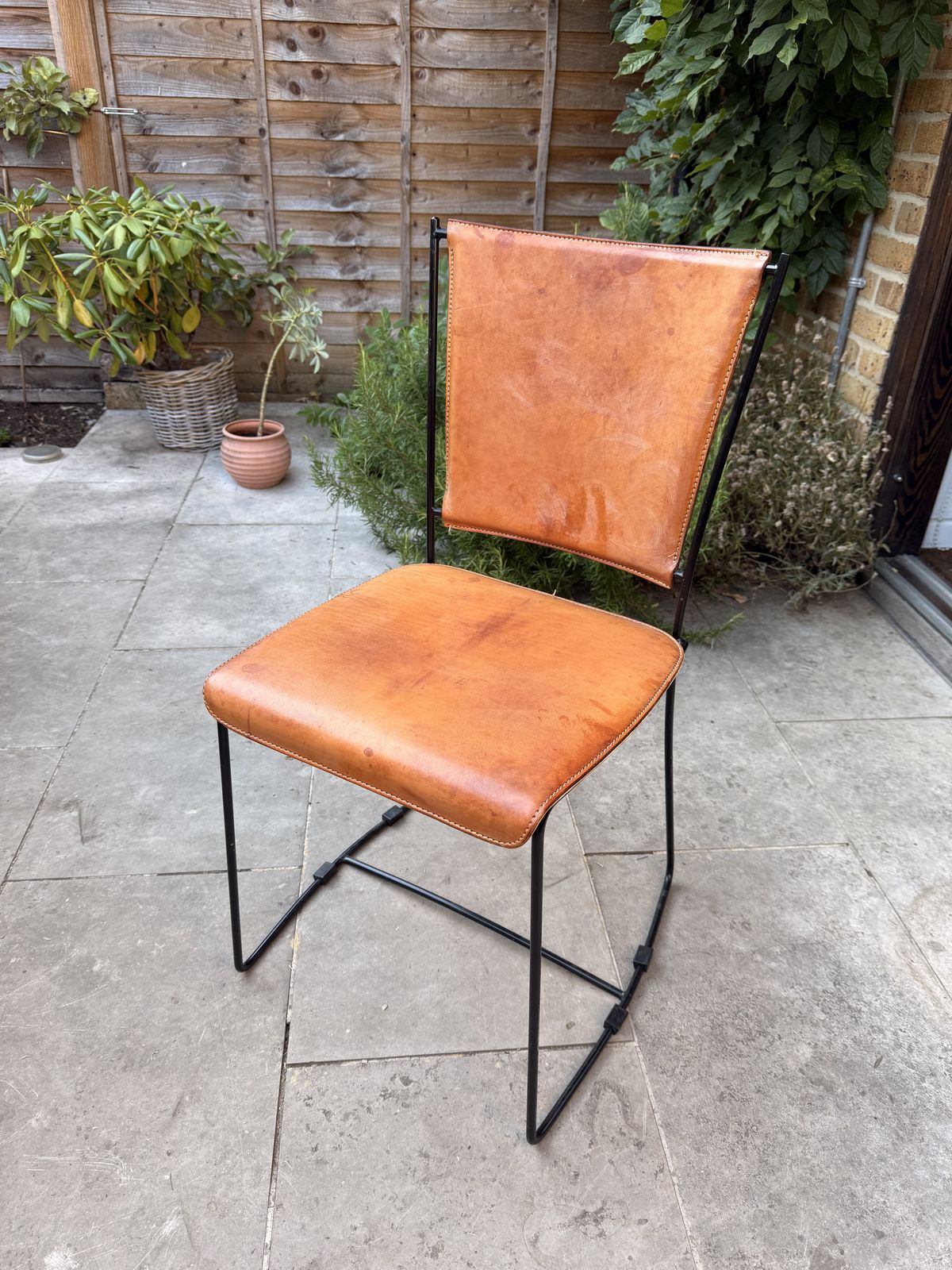 Italian Postmodern 1990's Designer Leather Dining Chairs By Segis (Set Of 4 Chairs)