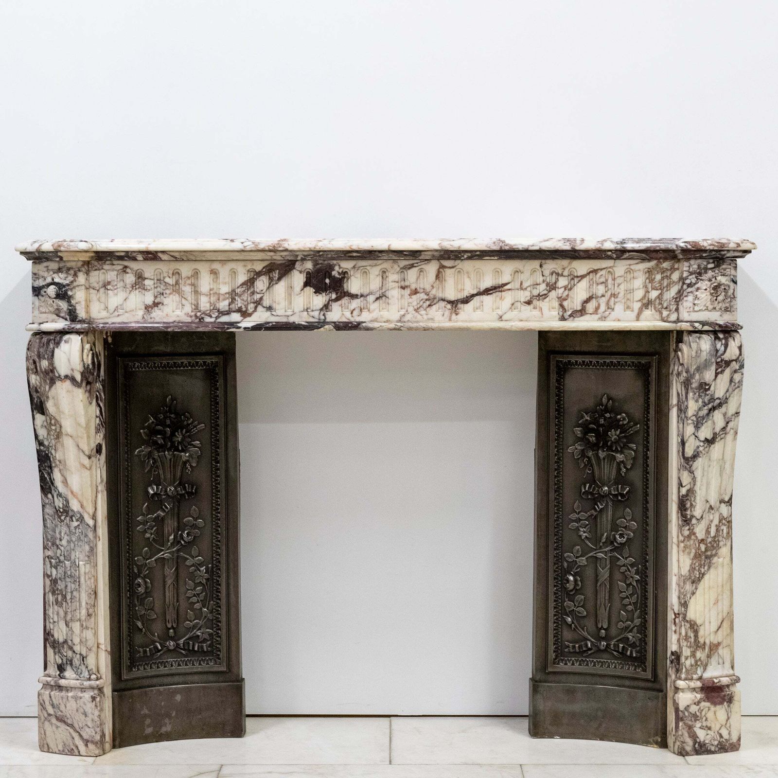 Antique 19th Century Brèche Marble Louis Style Fireplace Surround photo furniture