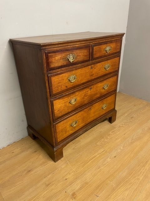 Georgian Oak And Cross Banded Mahogany Four Height Chest Of Drawers Circa 1790 photo Furniture