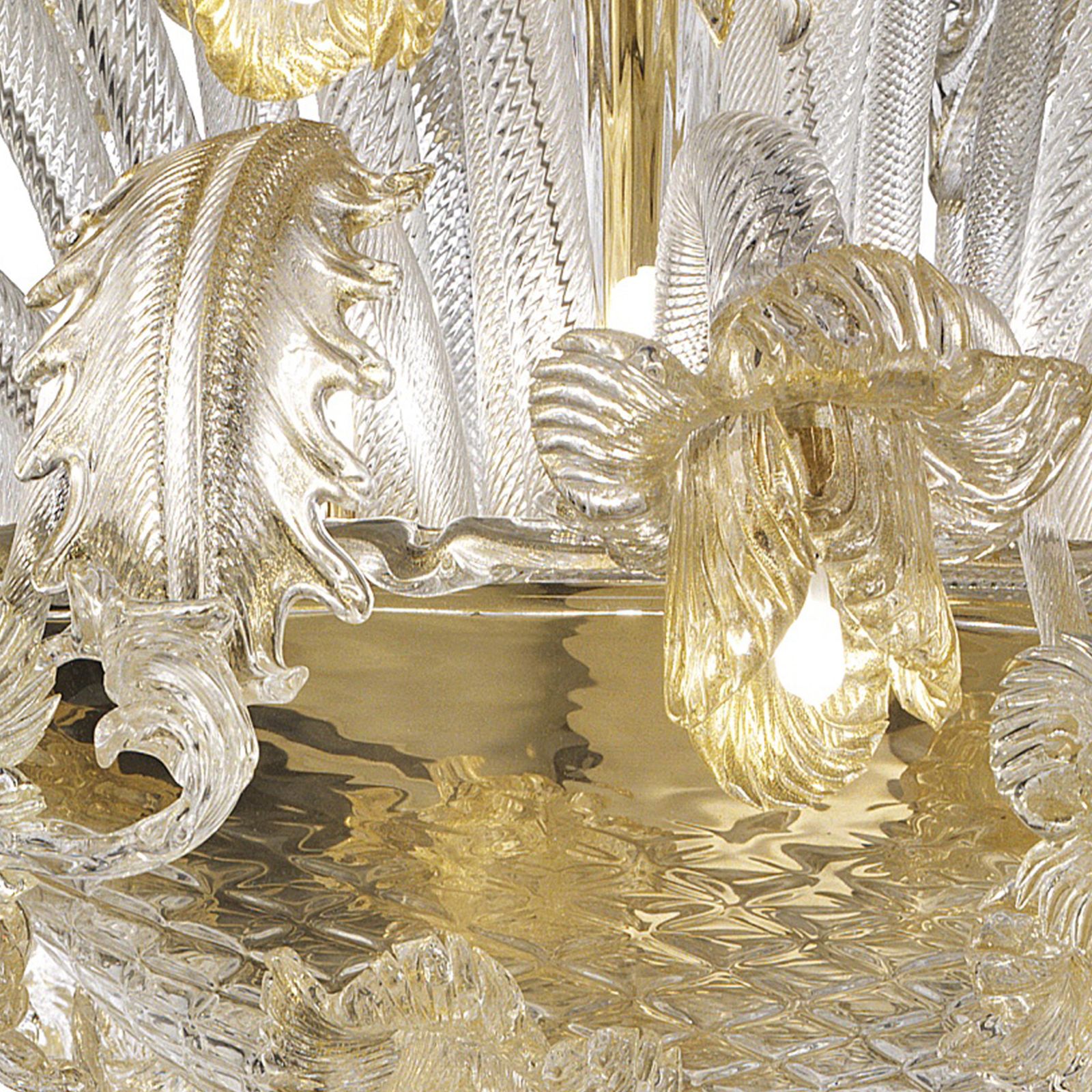 Venetian Floreal Luxury Gold Muarno Glass Chandelier photo for sale