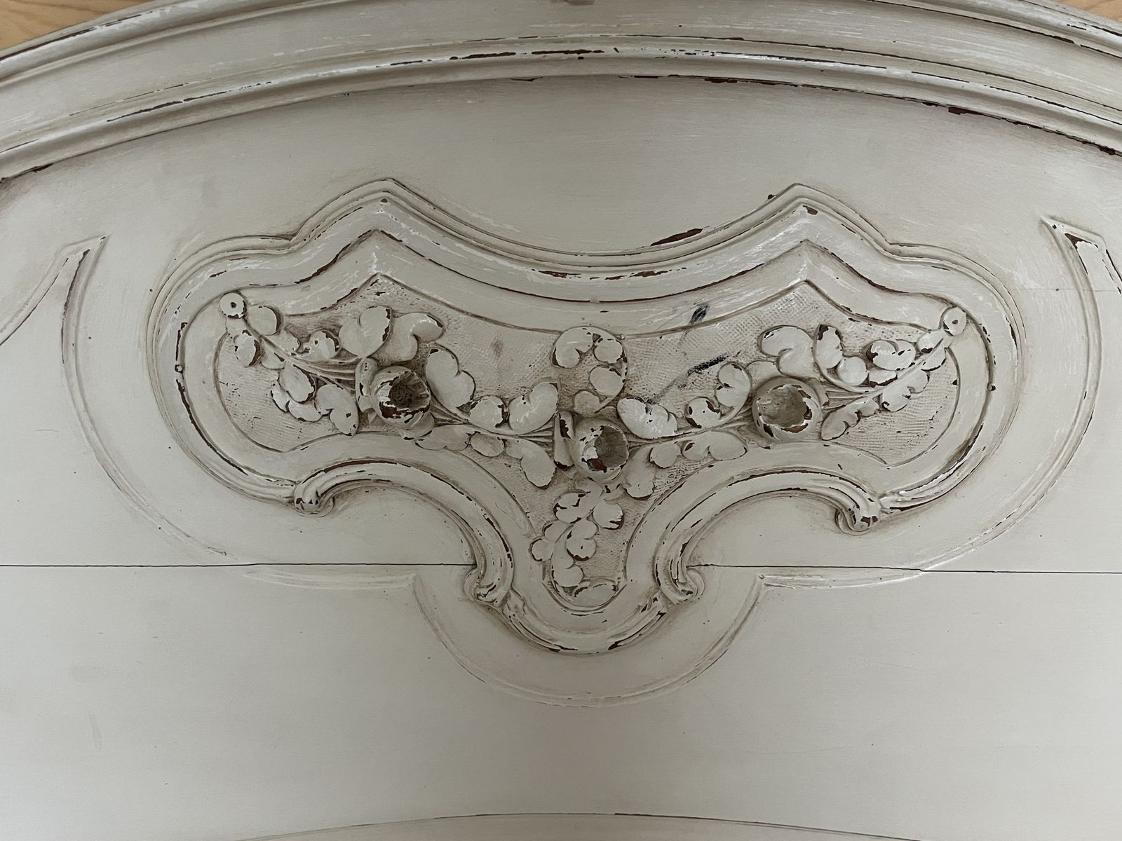 photo for sale Antique French Louis XIV Style Double Bed   Cream Distressed